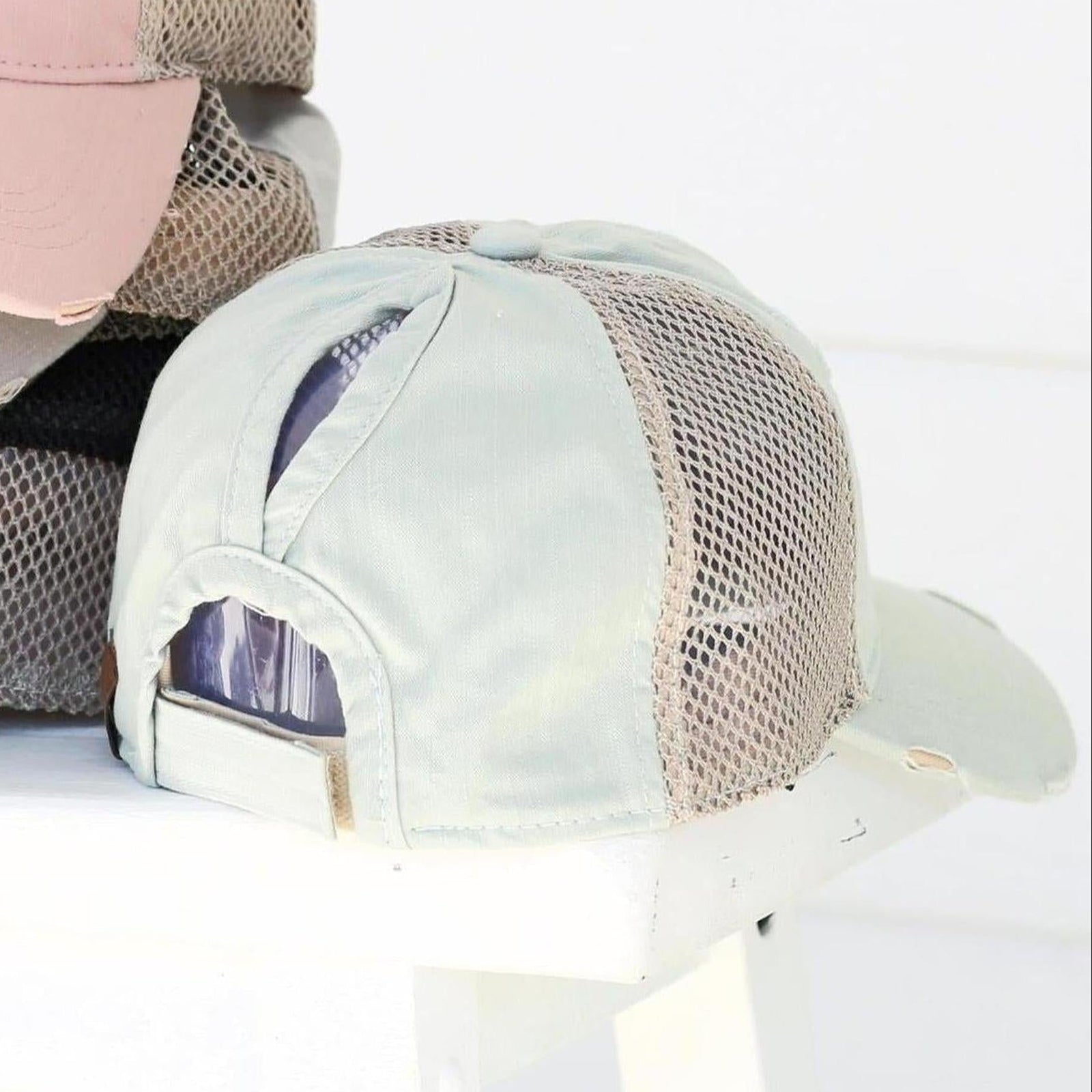 CC Solid Cotton Athleisure Messy Bun Pony Cap Women, Teens and Kids Athletic Hats - Truly Contagious