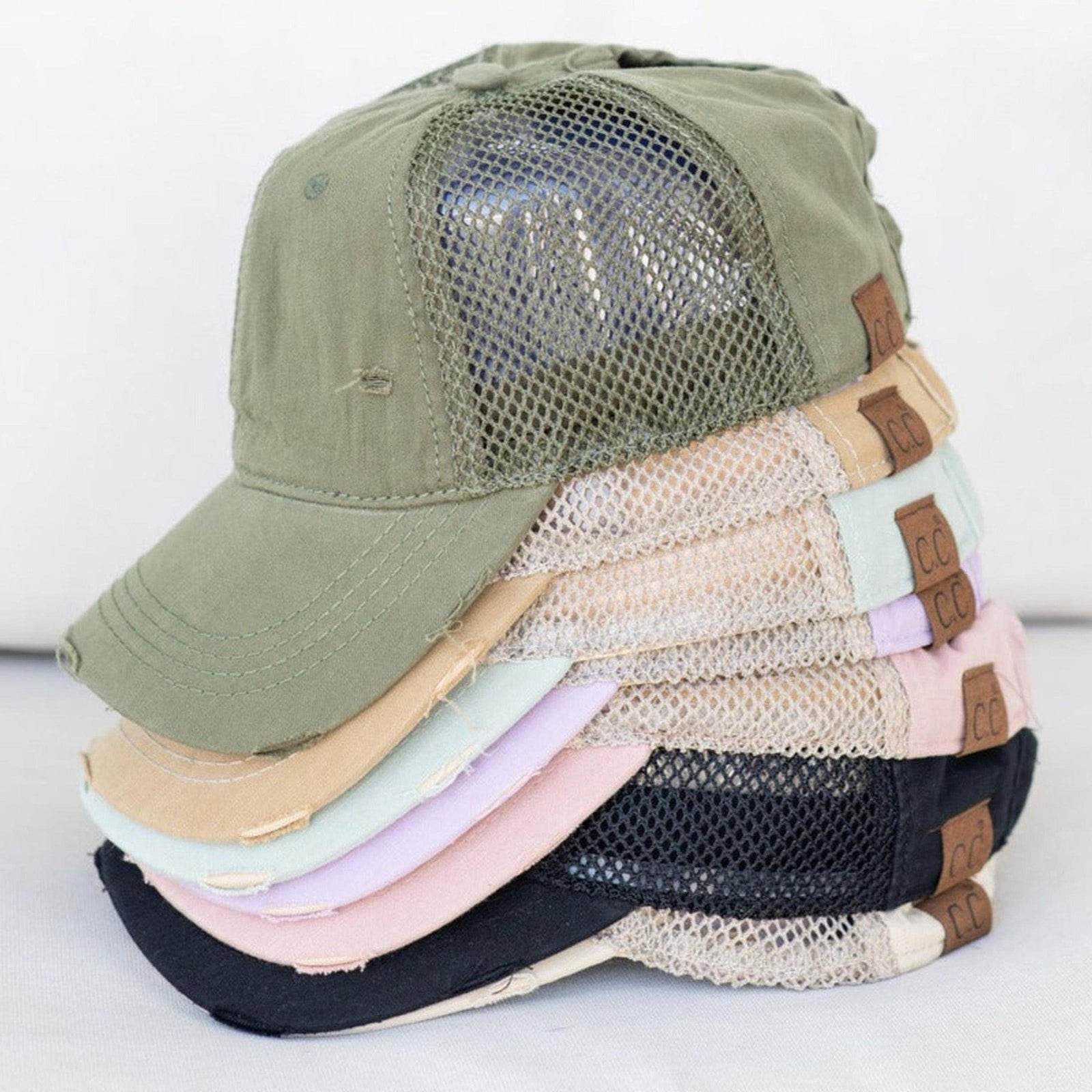 CC Solid Cotton Athleisure Messy Bun Pony Cap Women, Teens and Kids Athletic Hats - Truly Contagious