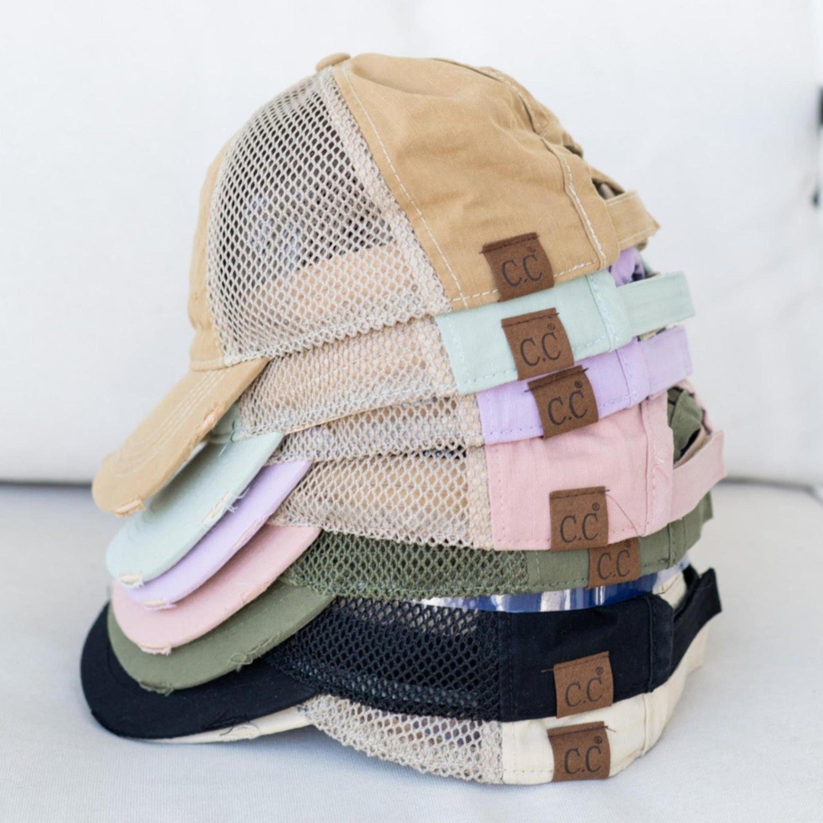 CC Solid Cotton Athleisure Messy Bun Pony Cap Women, Teens and Kids Athletic Hats - Truly Contagious