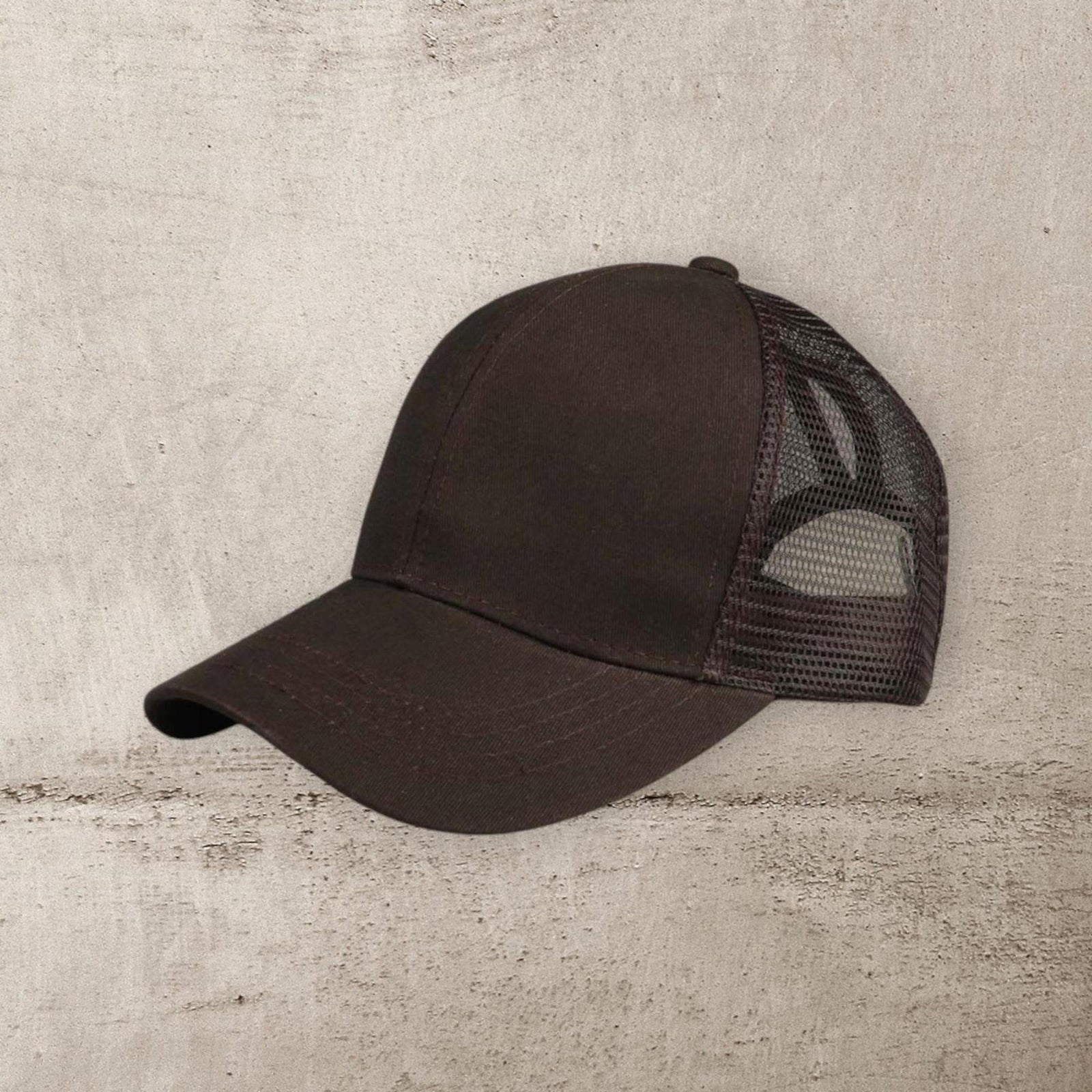 C.C® Solid Mesh Ponytail Cap - Women/Teen Adjustable Trucker Baseball Hat, Mesh Back, Six - Panel - Truly Contagious