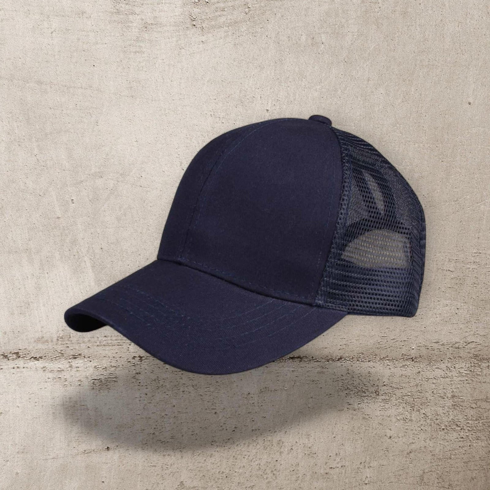 C.C® Solid Mesh Ponytail Cap - Women/Teen Adjustable Trucker Baseball Hat, Mesh Back, Six - Panel - Truly Contagious