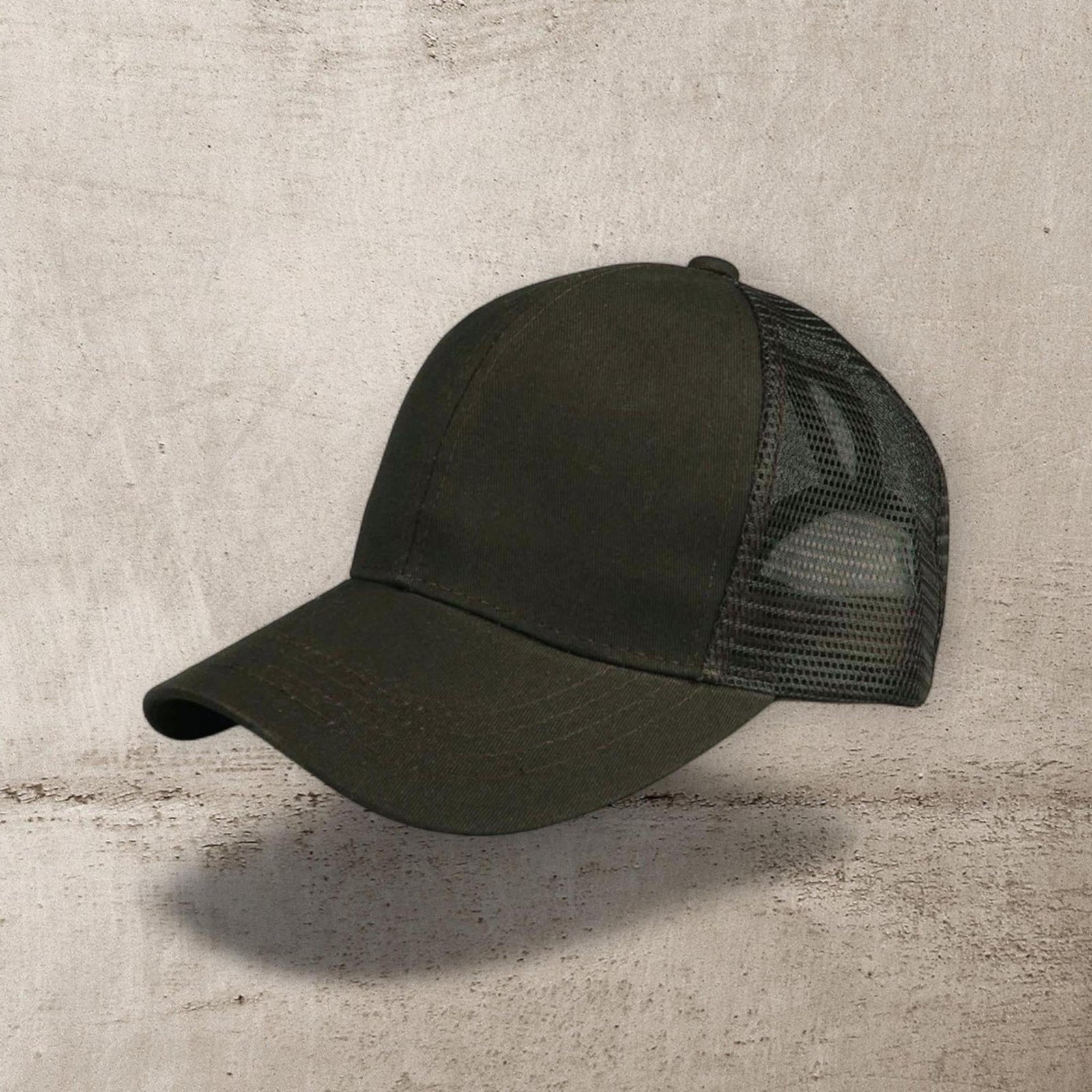 C.C® Solid Mesh Ponytail Cap - Women/Teen Adjustable Trucker Baseball Hat, Mesh Back, Six - Panel - Truly Contagious