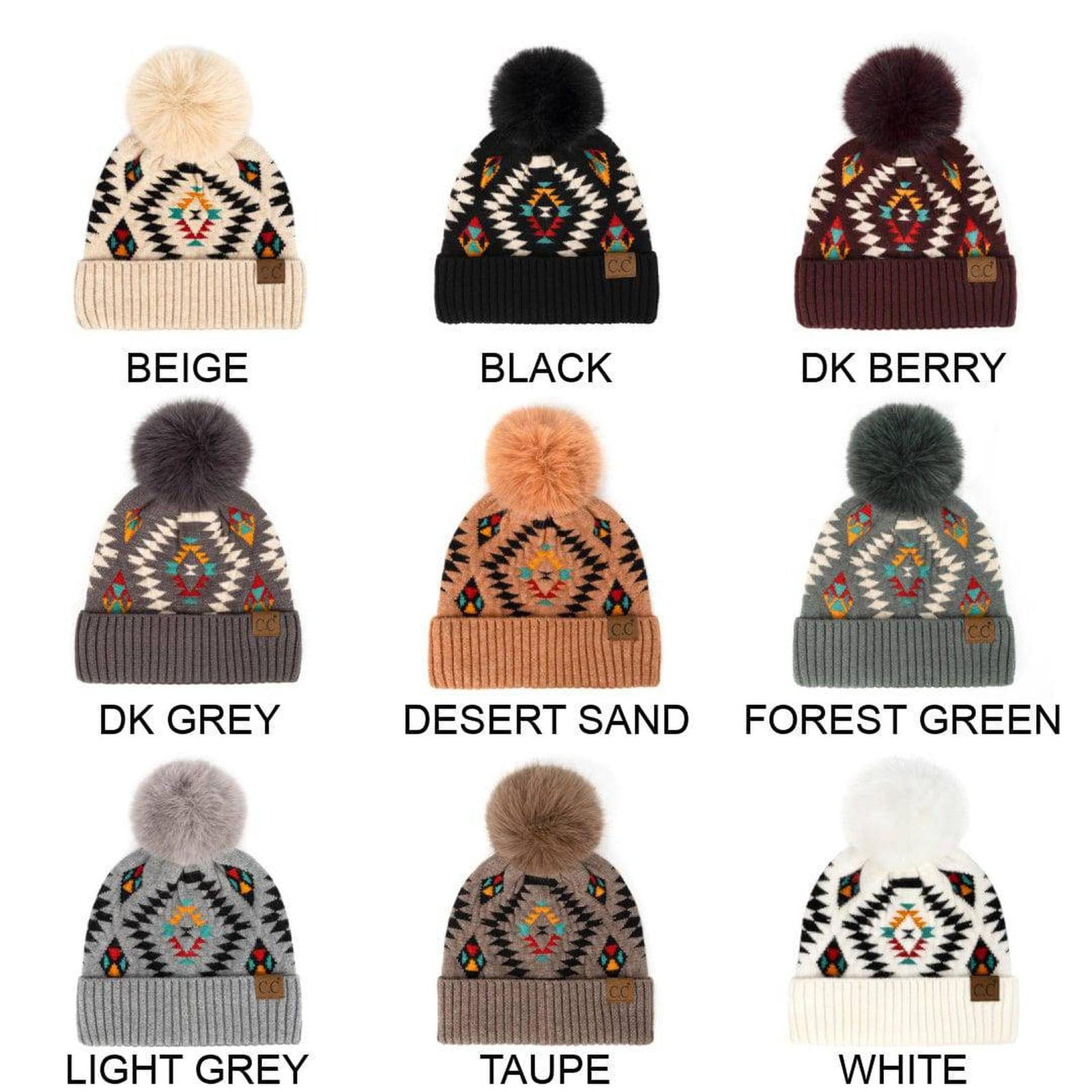 CC South Western Print Beanies Hats - Truly Contagious