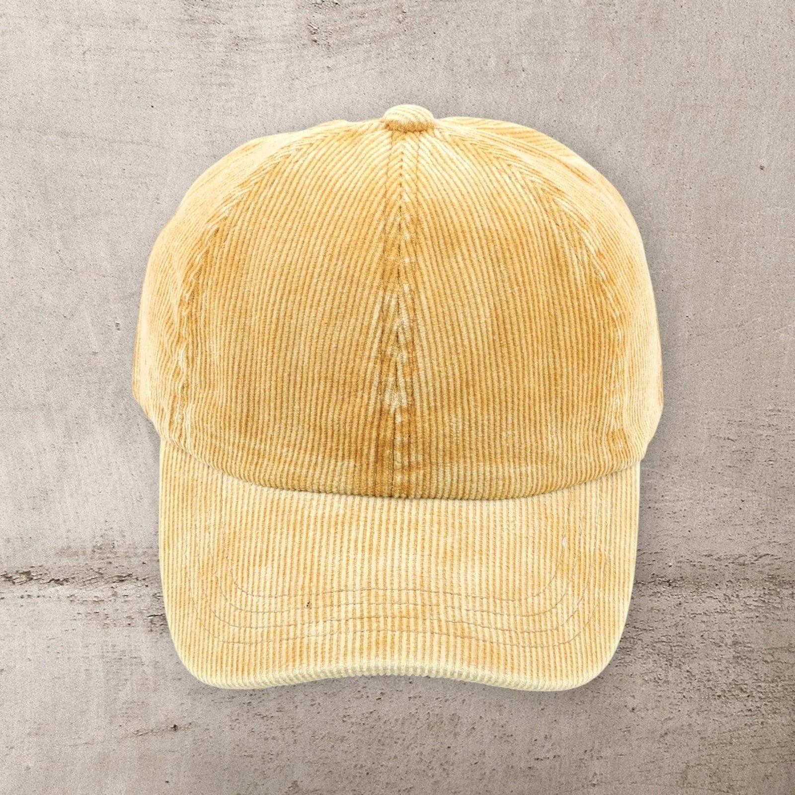 C.C® Stone - Washed Corduroy Ponytail Cap - Crisscross Elastic Back, Adjustable Hook - and - Loop, 100% Cotton - Truly Contagious