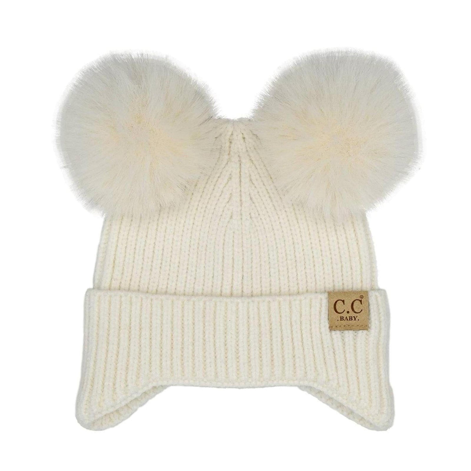 CC Toasty and Warm Ear Flap Double Pom Baby Beanie - Truly Contagious