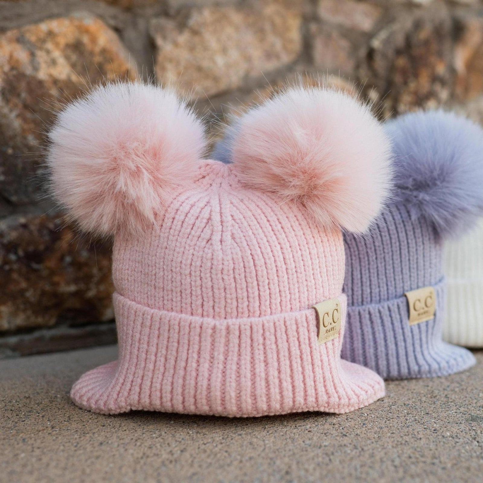 CC Toasty and Warm Ear Flap Double Pom Baby Beanie - Truly Contagious