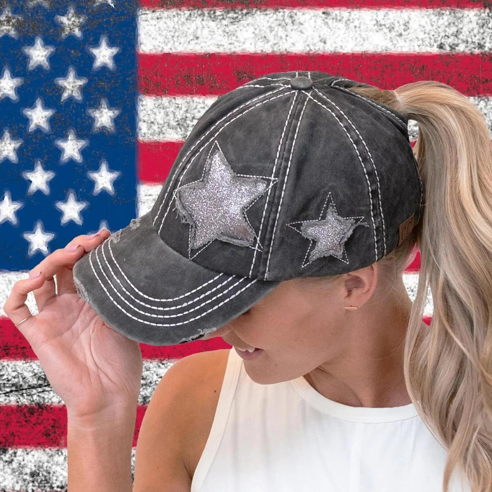 CC Trending Star Messy Bun Pony Cap Women, Teens and Kids Trucker Hats - Truly Contagious