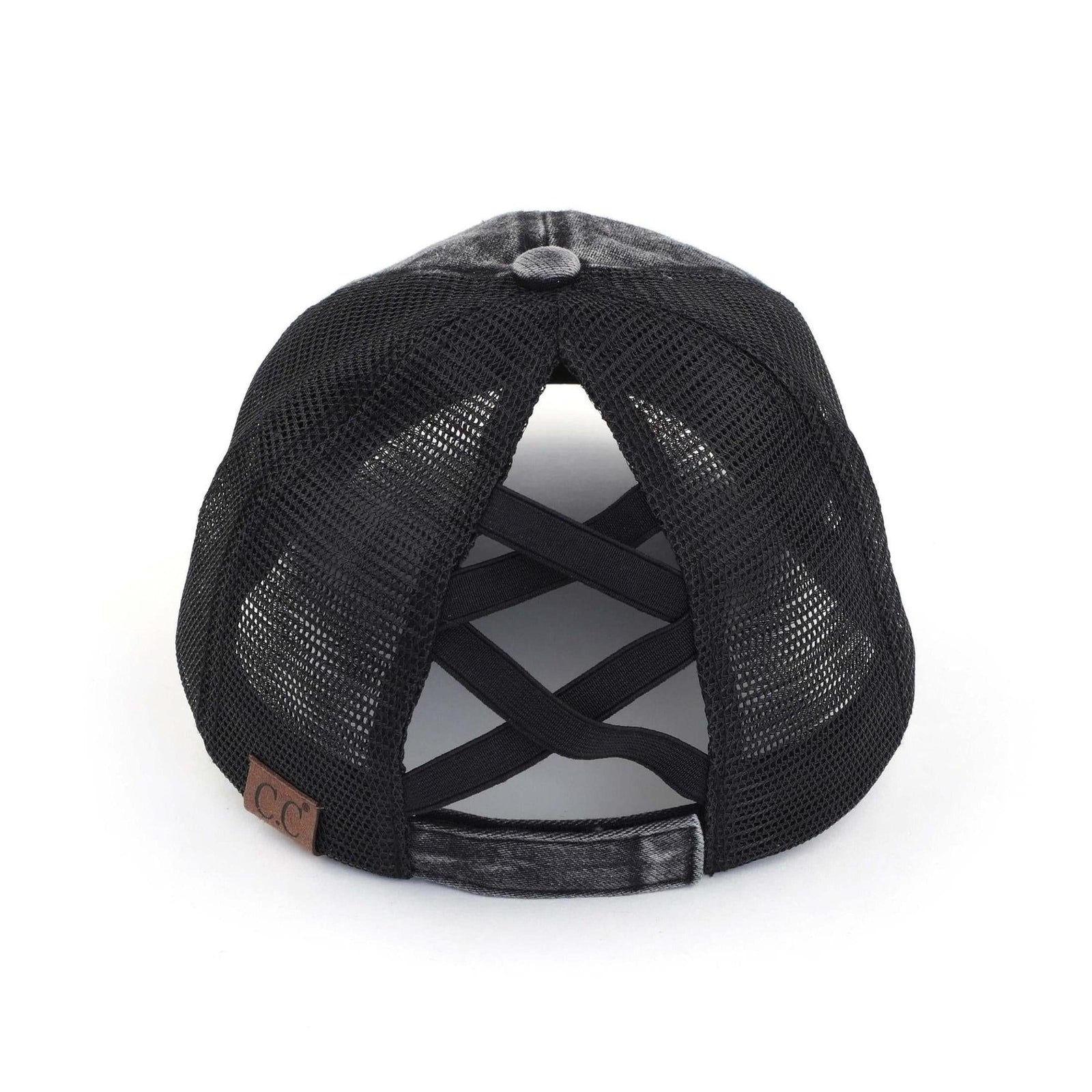 CC Washed Denim Criss Cross Pony Cap - Truly Contagious