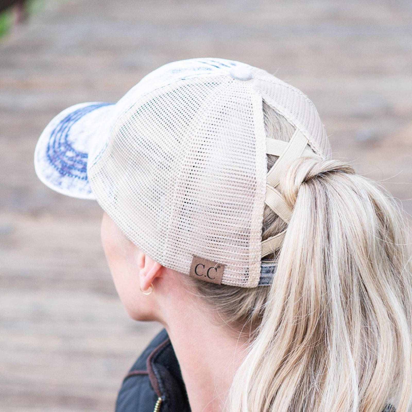 CC Washed Denim Criss Cross Pony Cap - Truly Contagious