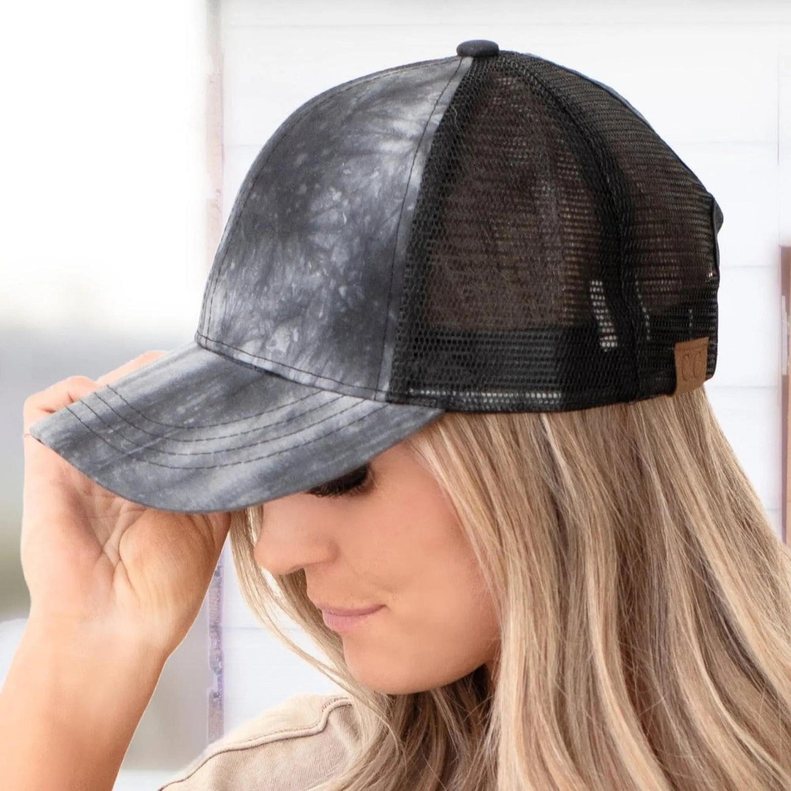 CC Watercolor Messy Bun Pony Cap Women, Teens and Kids Trucker Hats - Truly Contagious