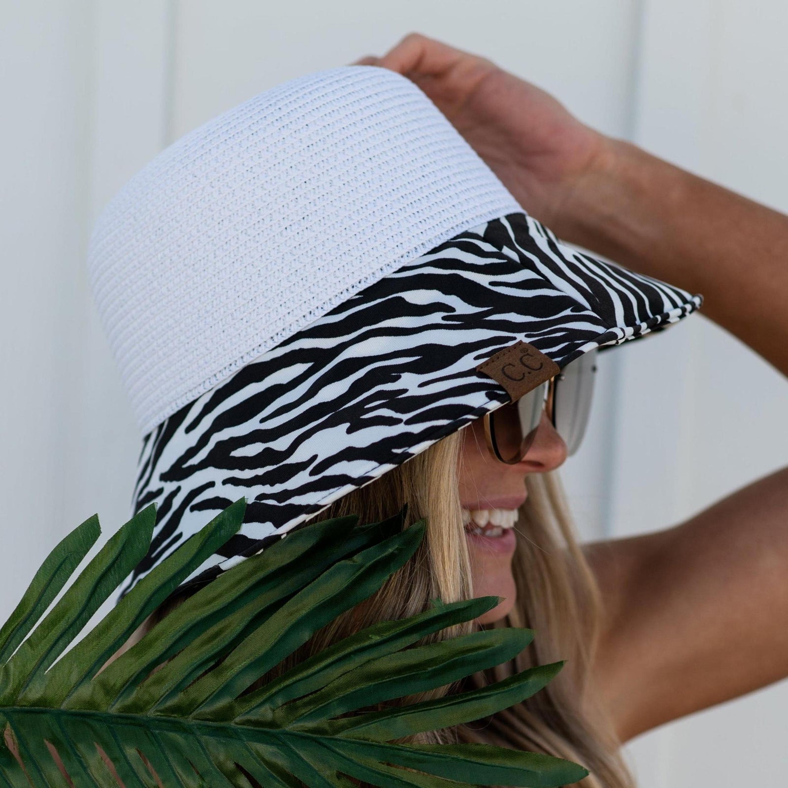 CC Zebra Print Straw Bucket Hat - Truly Contagious
