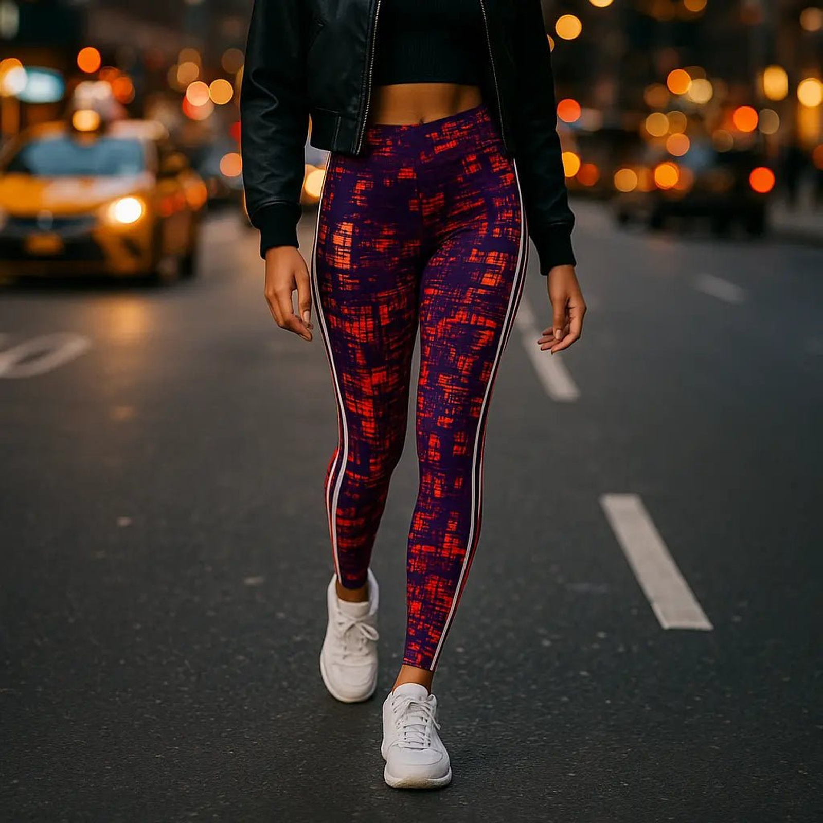 Cityscape Ultra Soft Printed Leggings w/ Stripe - Truly Contagious