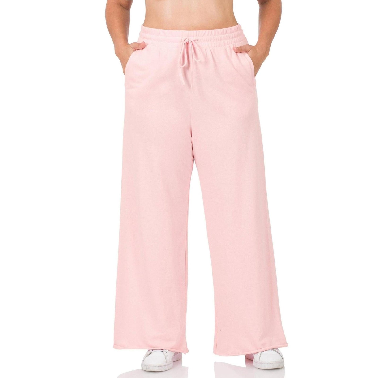 French Terry Drawstring Waist Raw Edge Hem Pants - Truly Contagious