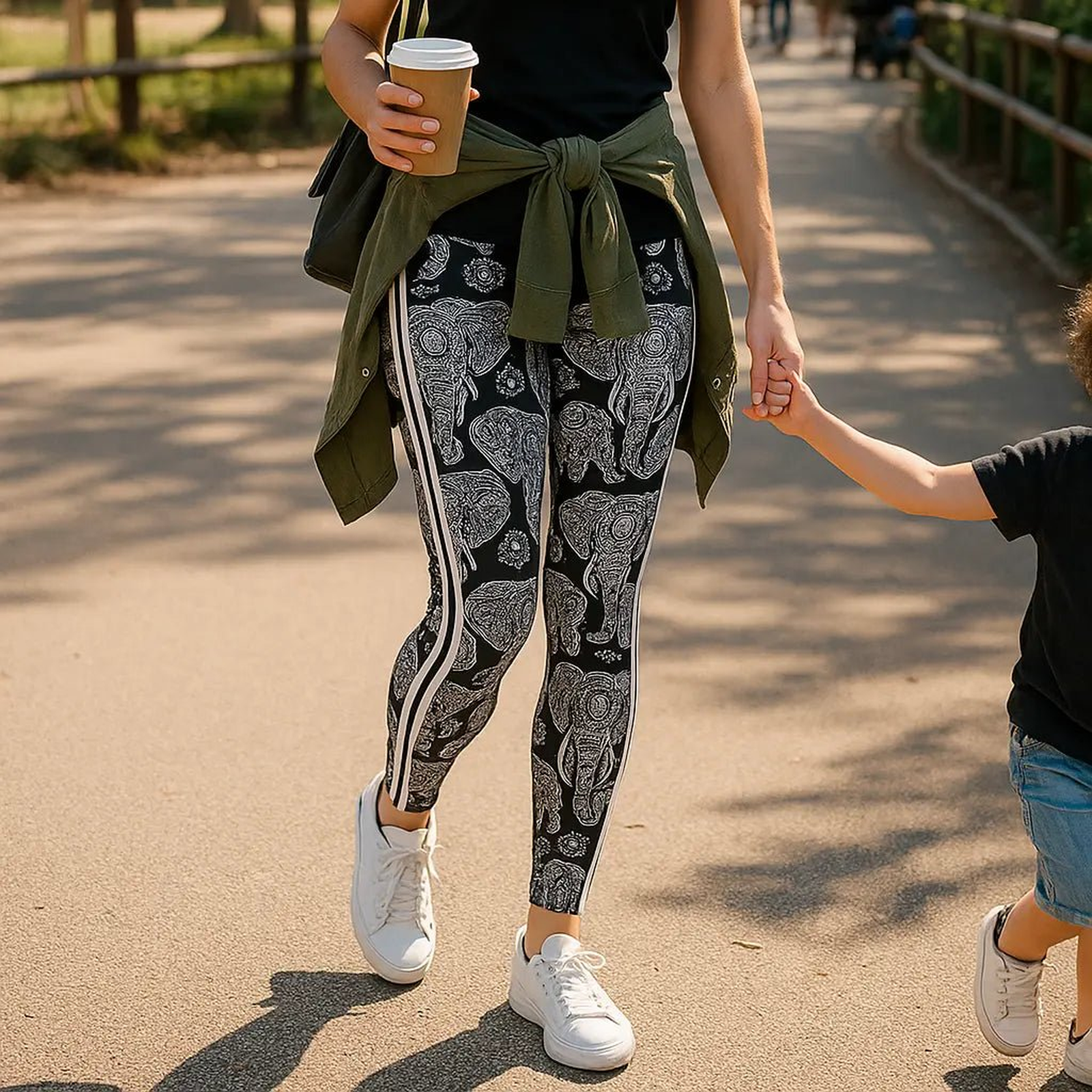 Safari Print Ultra Soft Buttery Leggings with Fashion Stripe - Truly Contagious