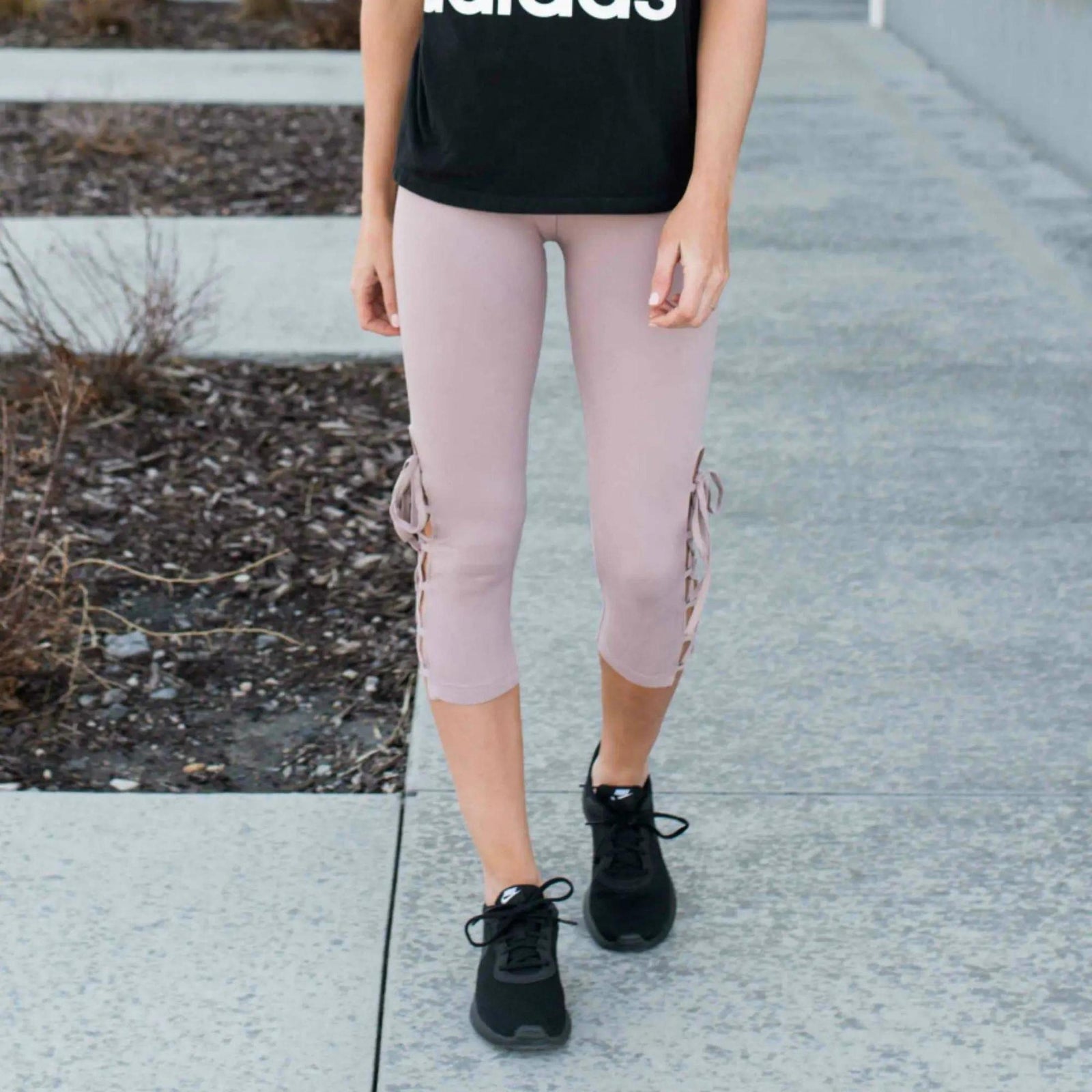 Ultra Soft Lace Up Crop Leggings - Truly Contagious