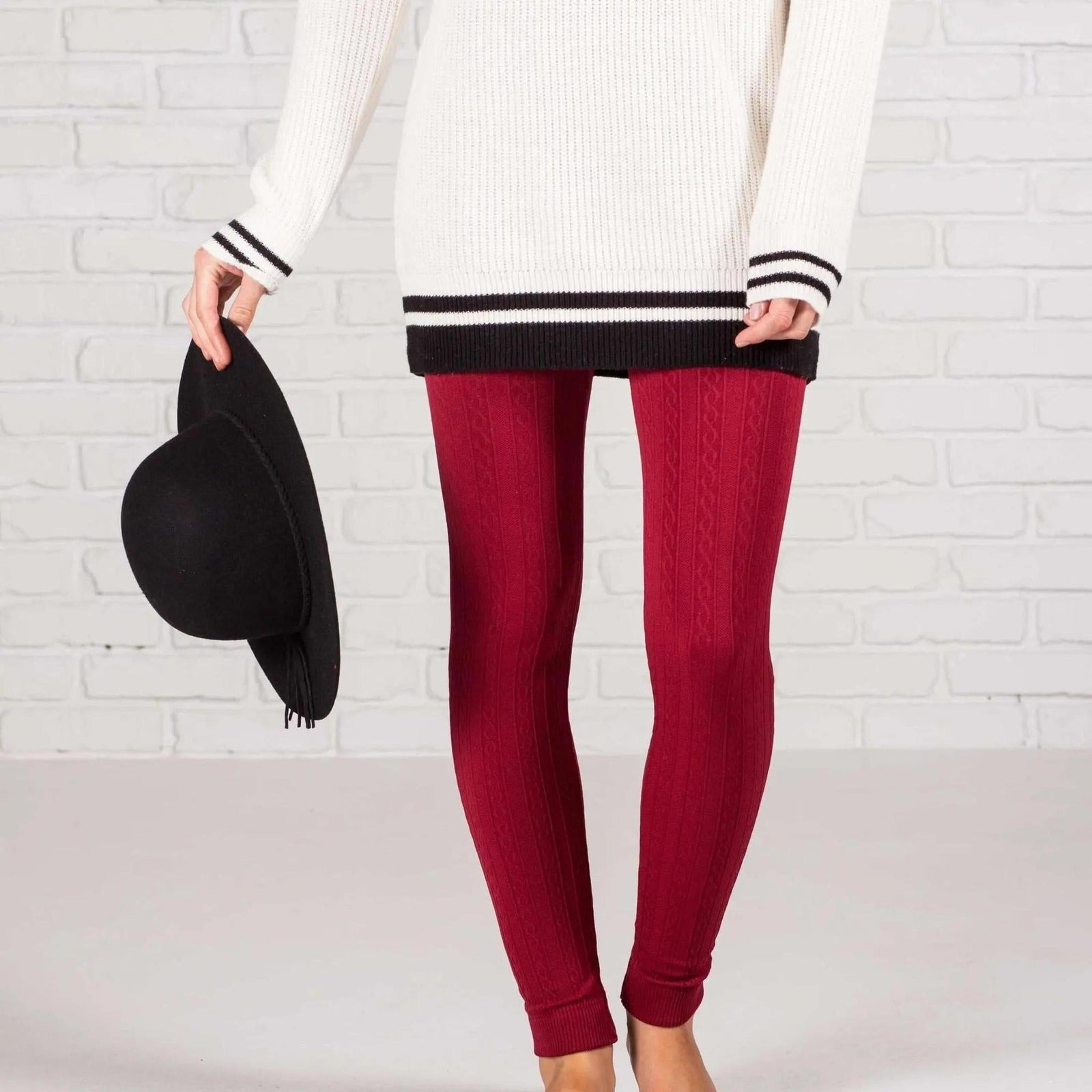 Cable Knit Fleece Lined Leggings | ( Sofra ) - Truly Contagious