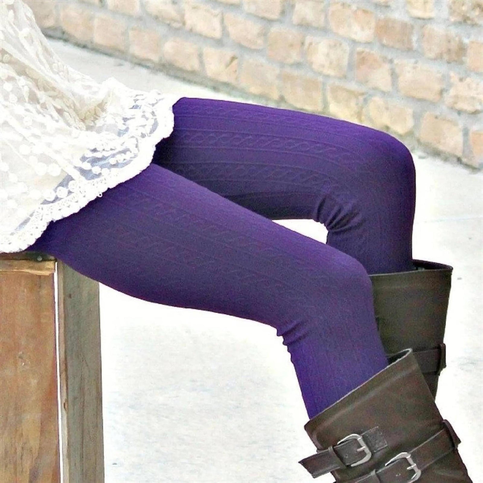 Cable Knit Fleece Lined Leggings | ( Sofra ) - Truly Contagious