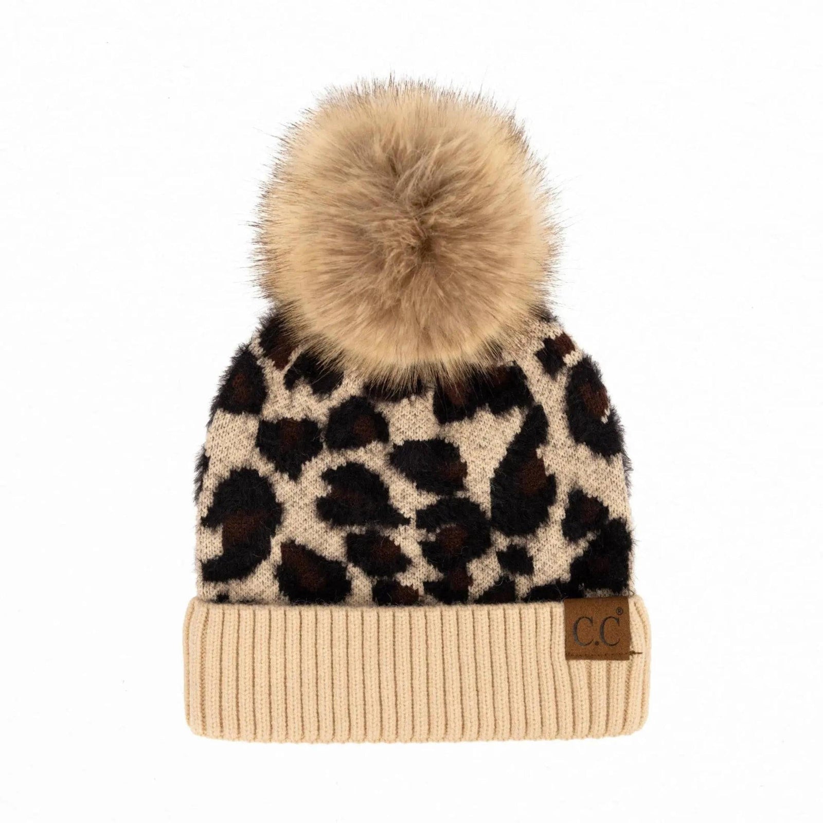 CC Beanie Leopard Pom Winter Hats for Adult and Kids by Truly Contagious - Truly Contagious