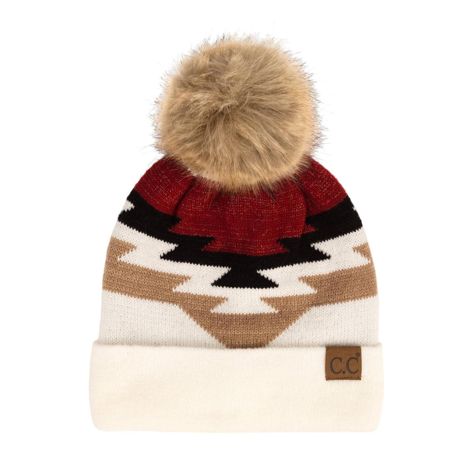 CC Beanie with Pom & South Western Pattern - Truly Contagious