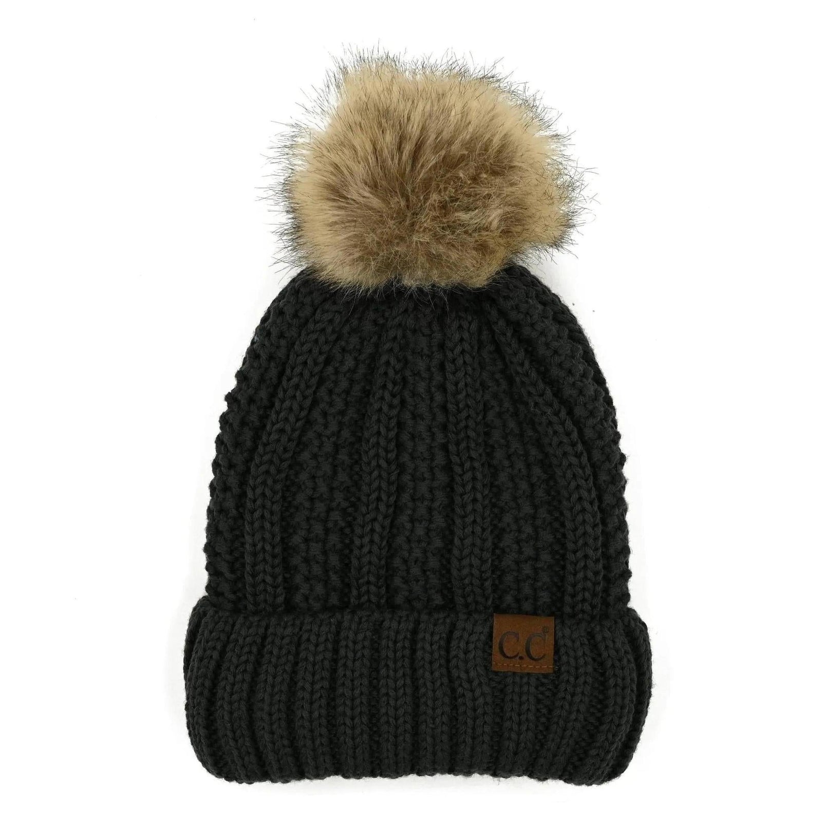 CC Bold Pom Accented Kids Youth to Adult Beanies Hats - Truly Contagious