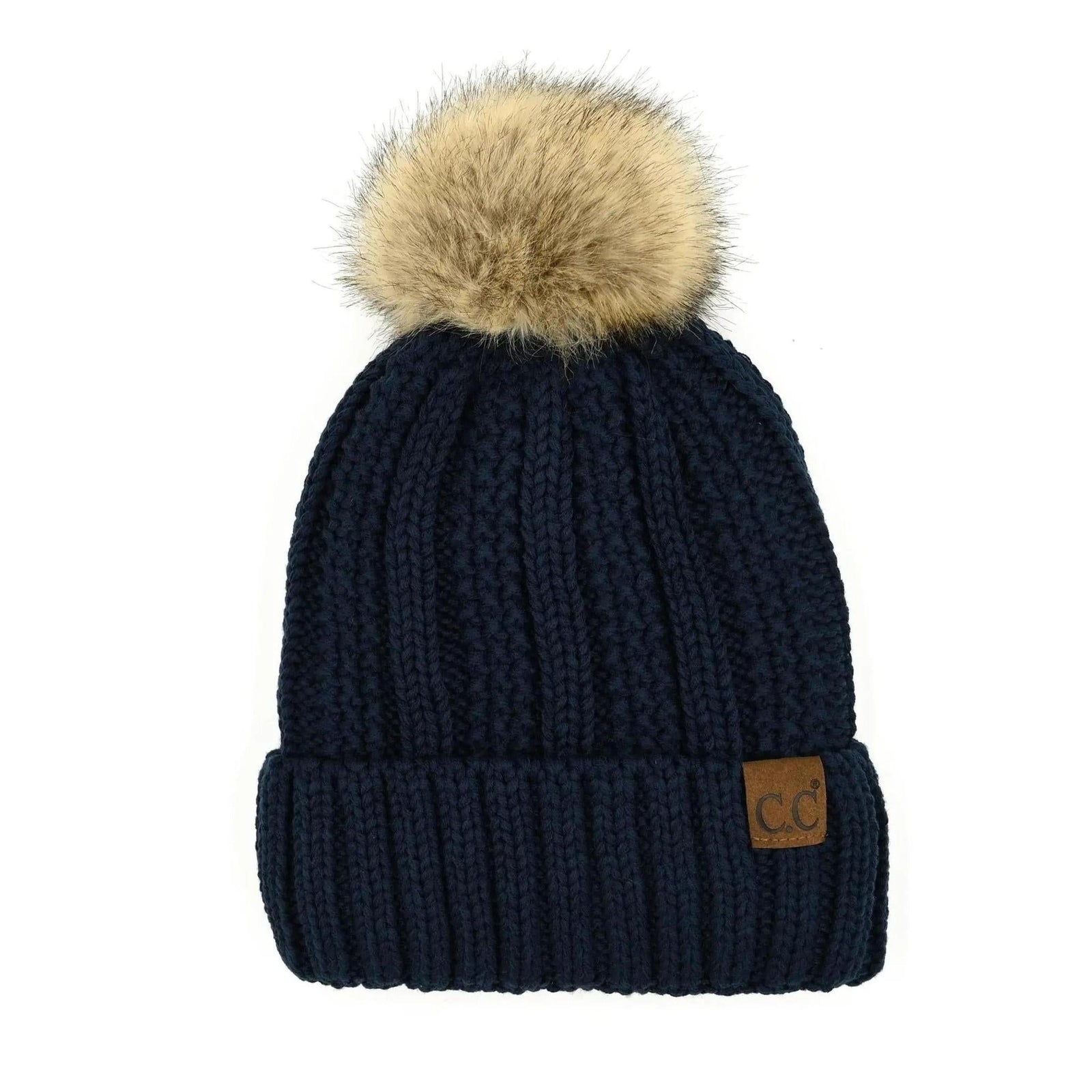 CC Bold Pom Accented Kids Youth to Adult Beanies Hats - Truly Contagious