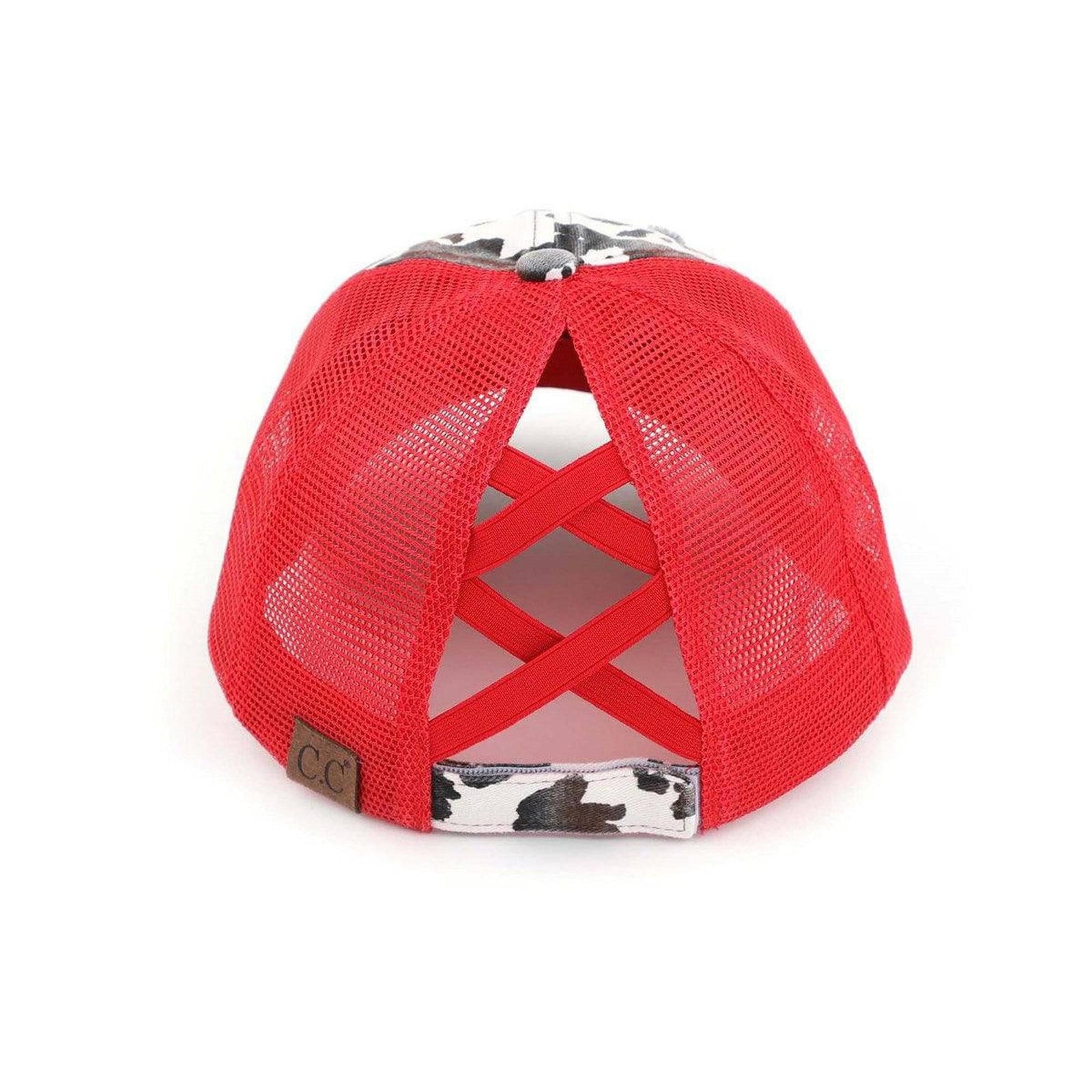 CC Cow Print Pony Hats Criss Cross Style Women Cap for Ponytails - Truly Contagious