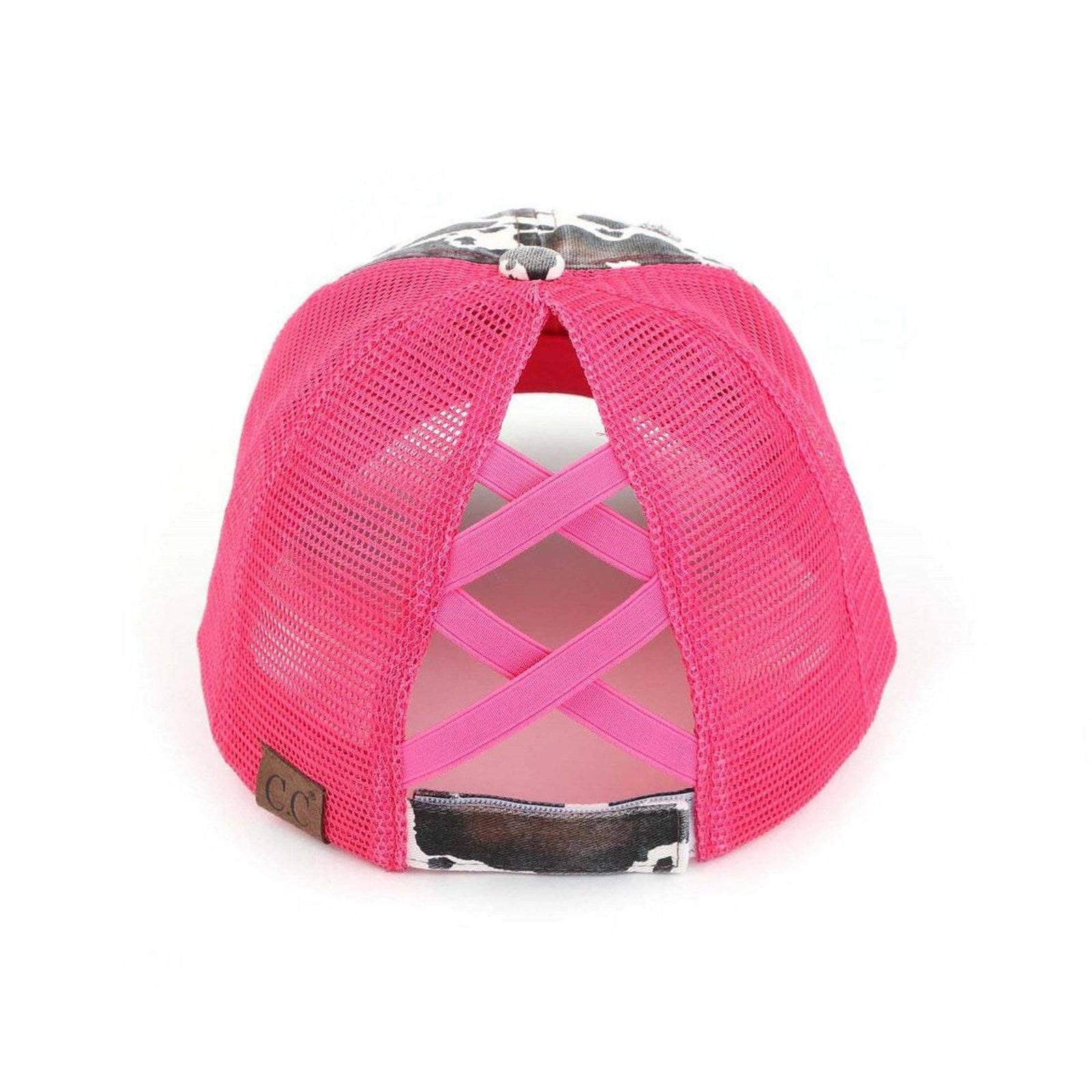 CC Cow Print Pony Hats Criss Cross Style Women Cap for Ponytails - Truly Contagious