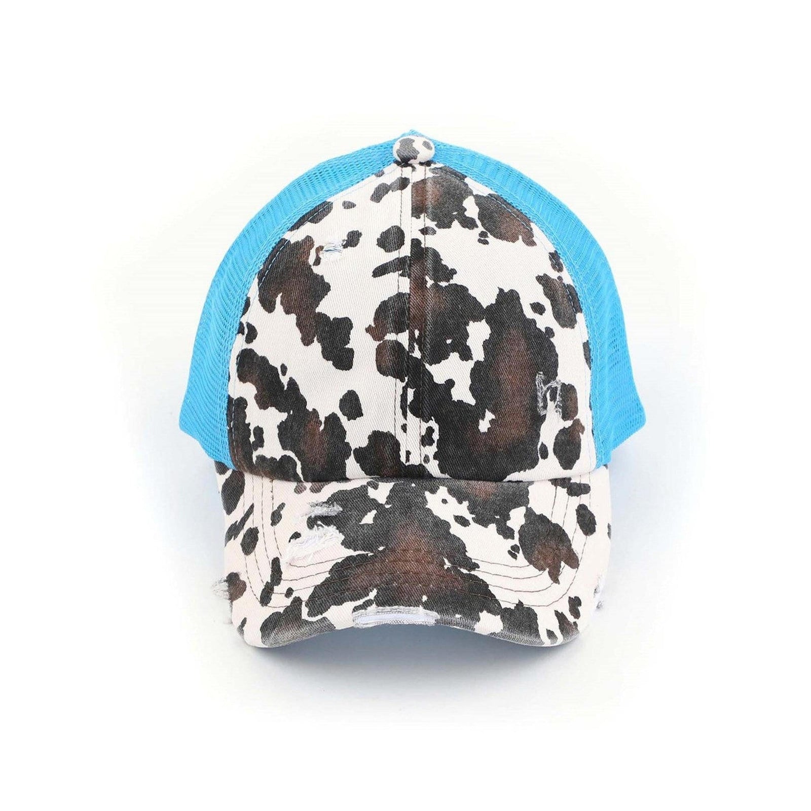 CC Cow Print Pony Hats Criss Cross Style Women Cap for Ponytails - Truly Contagious