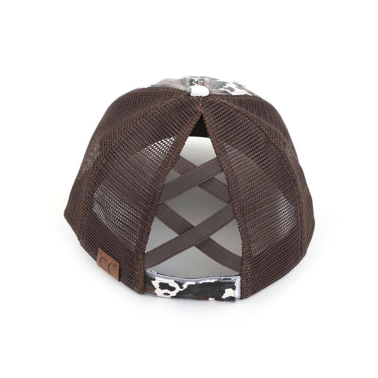 CC Cow Print Pony Hats Criss Cross Style Women Cap for Ponytails - Truly Contagious