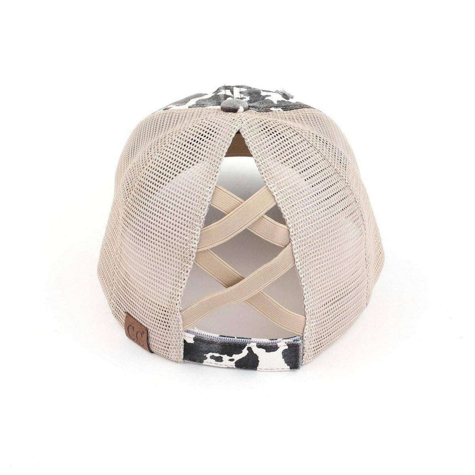 CC Cow Print Pony Hats Criss Cross Style Women Cap for Ponytails - Truly Contagious
