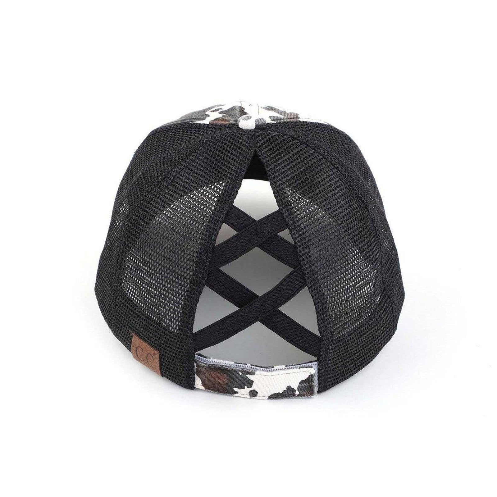 CC Cow Print Pony Hats Criss Cross Style Women Cap for Ponytails - Truly Contagious