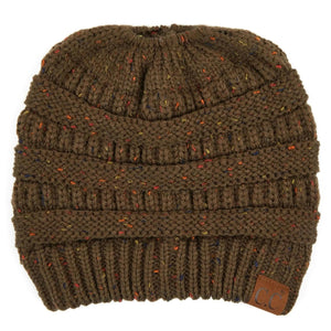 CC Cozy Confetti Bun Ponytail Beanies Hats - Truly Contagious