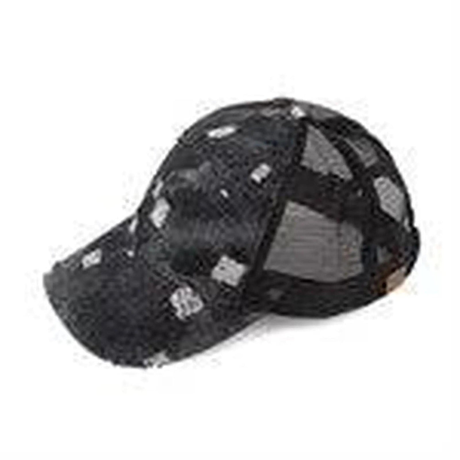 CC Destroyed Denim Messy Bun Pony Cap Women, Teens and Kids Trucker Hats - Truly Contagious