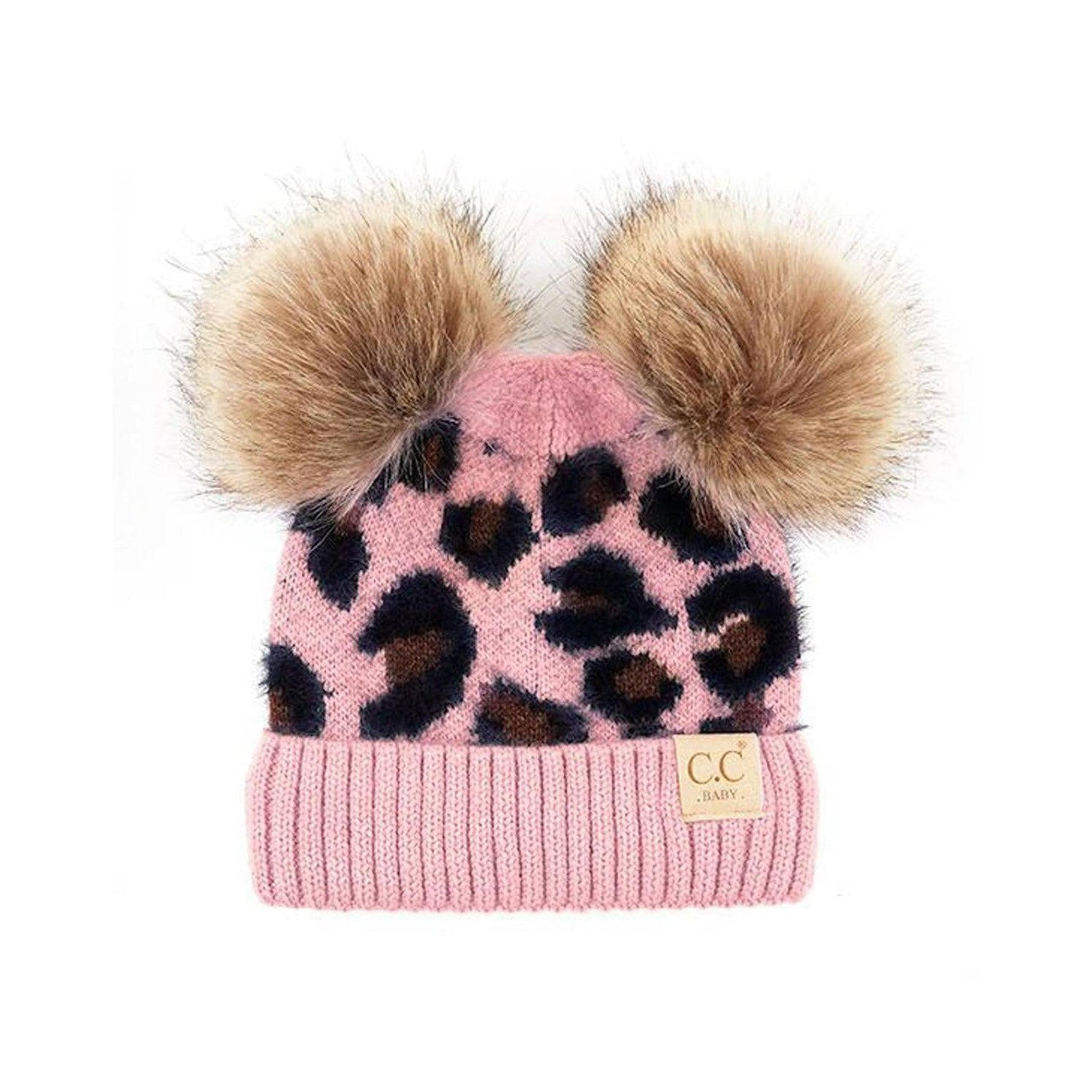 CC Double Pom Baby & Kids Leopard Beanies Hats - Truly Contagious