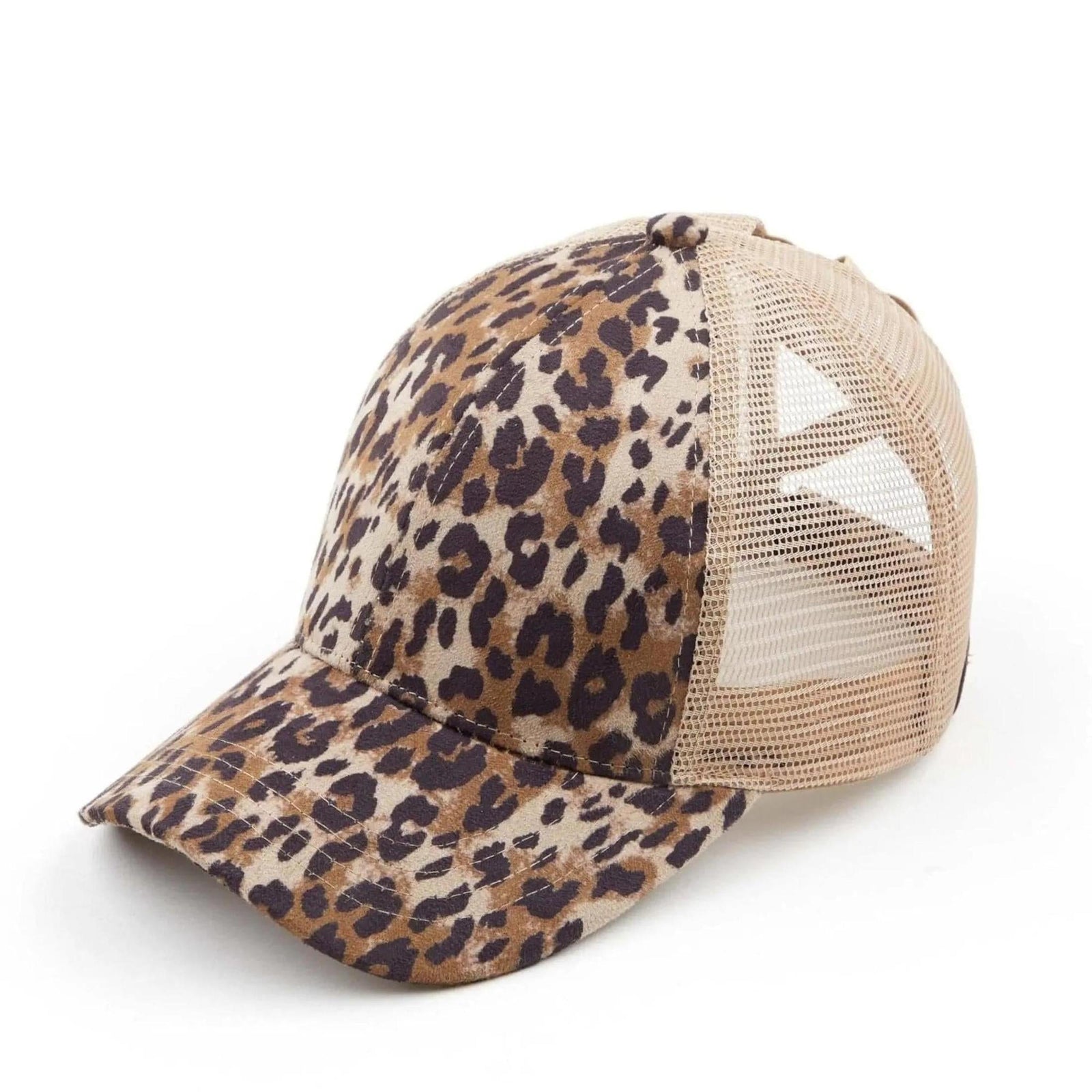 CC Faux Suede Leopard Hat Pony Cap and Criss Cross Multi Style - Truly Contagious