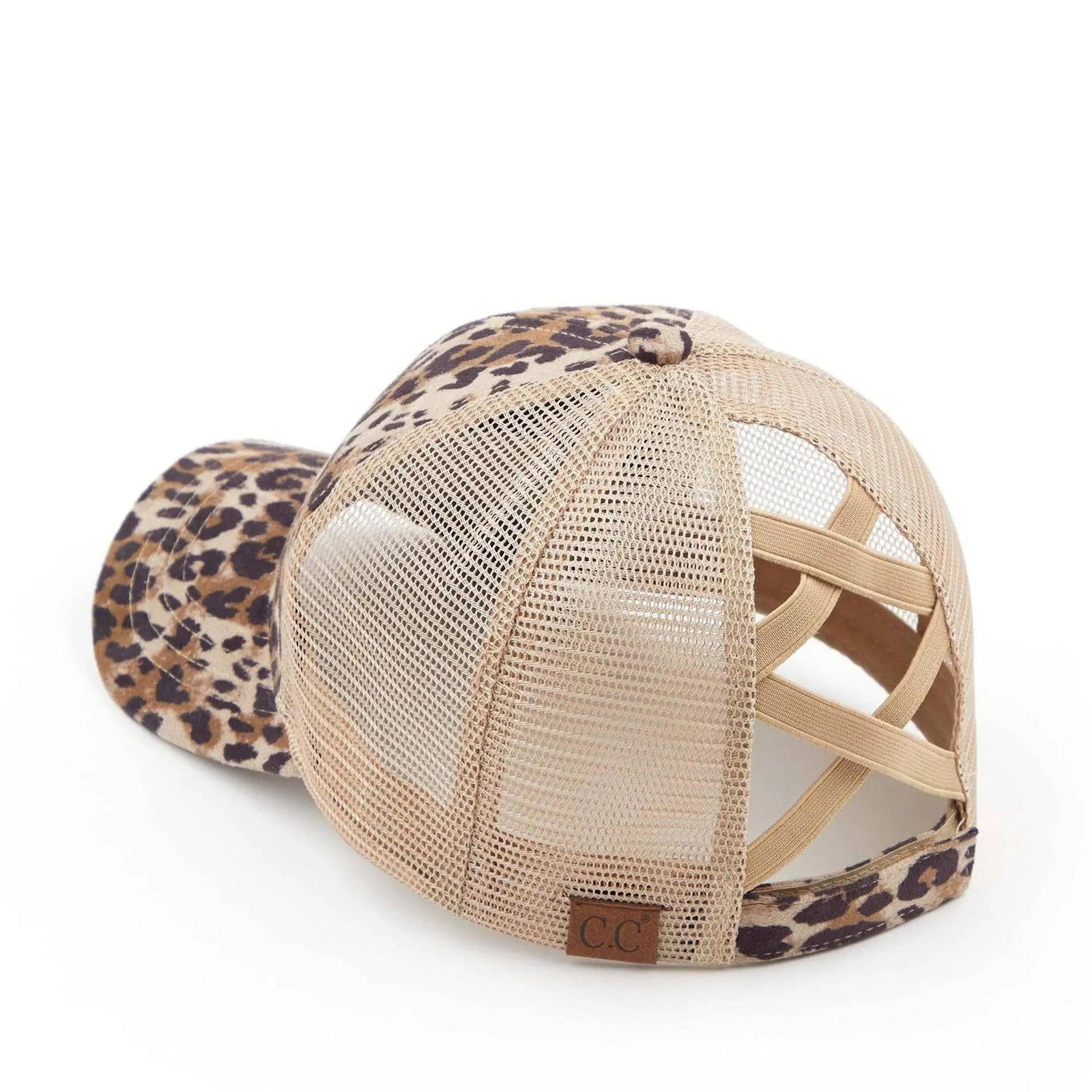 CC Faux Suede Leopard Hat Pony Cap and Criss Cross Multi Style - Truly Contagious