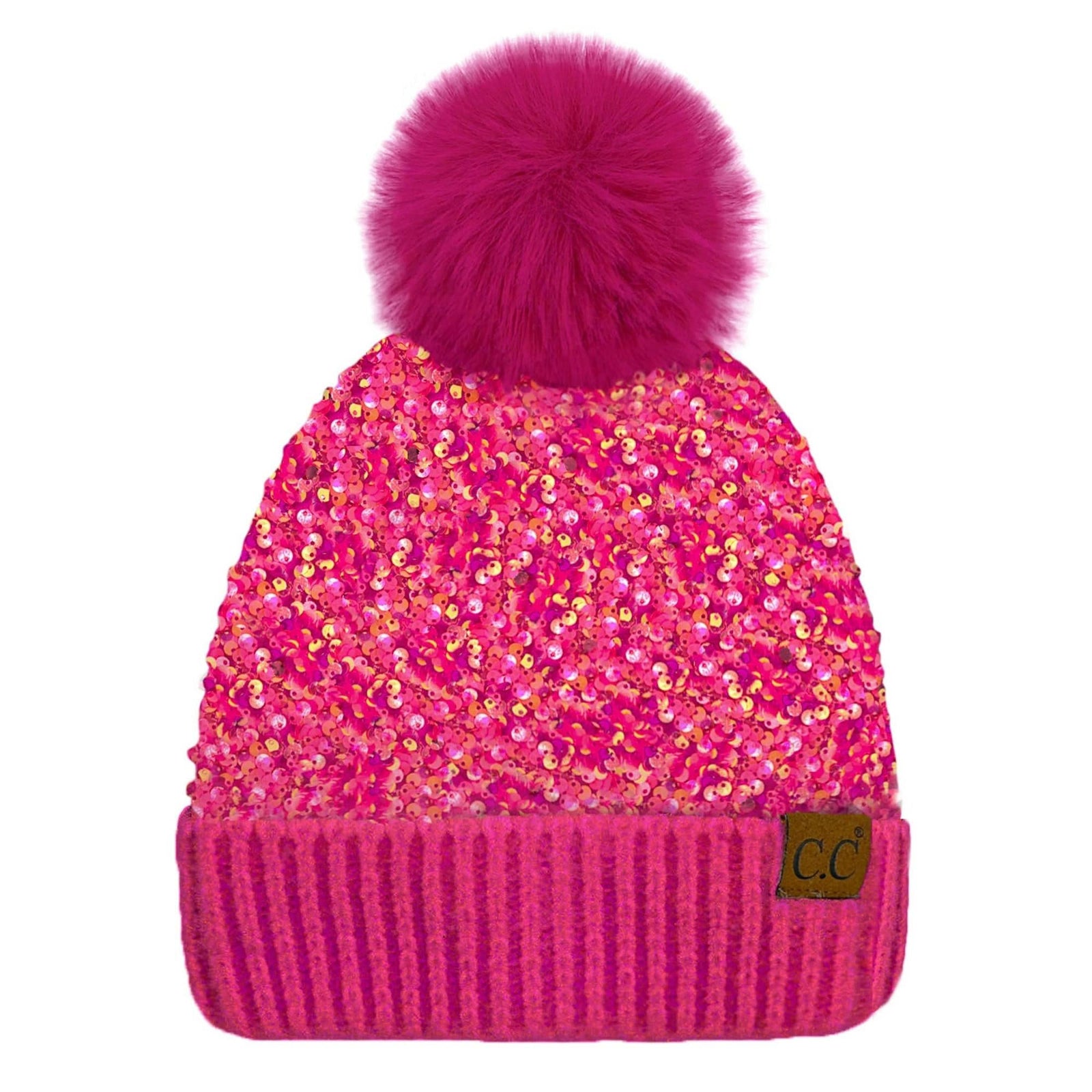 CC Kids Sequin Faux Fur Pom Beanie - Truly Contagious