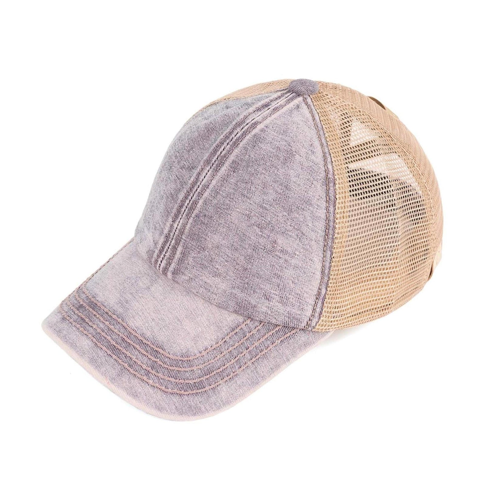 CC Kids Washed Denim Pony Hats Criss Cross Style Women Cap for Ponytails - Truly Contagious
