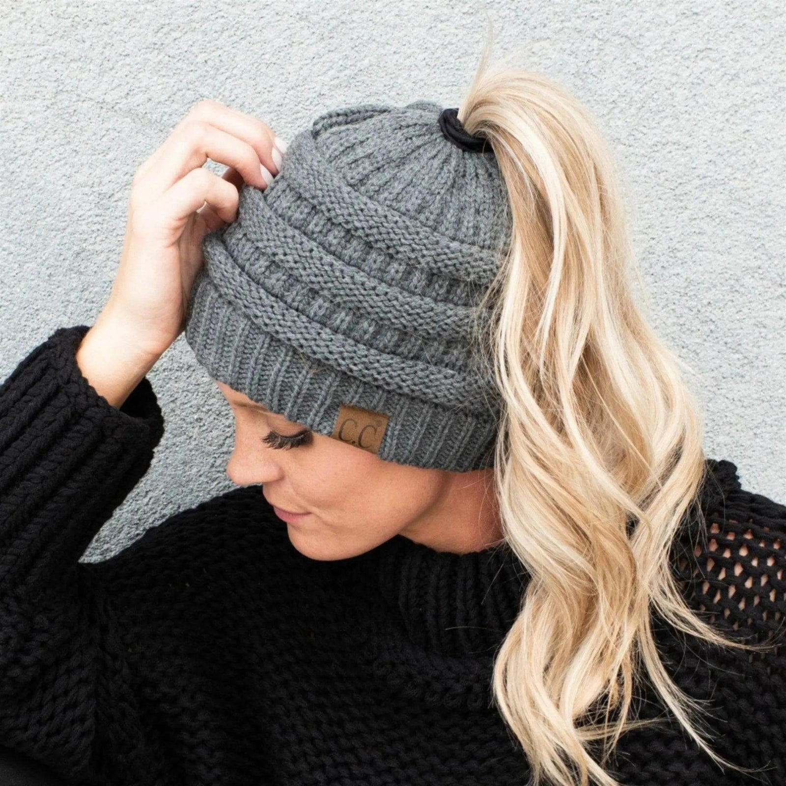 CC Messy Bun Adults and Kids Ponytail Beanies Hats - Truly Contagious