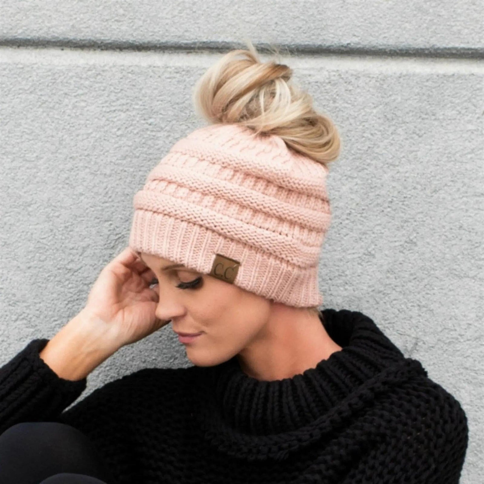 CC Messy Bun Adults and Kids Ponytail Beanies Hats - Truly Contagious
