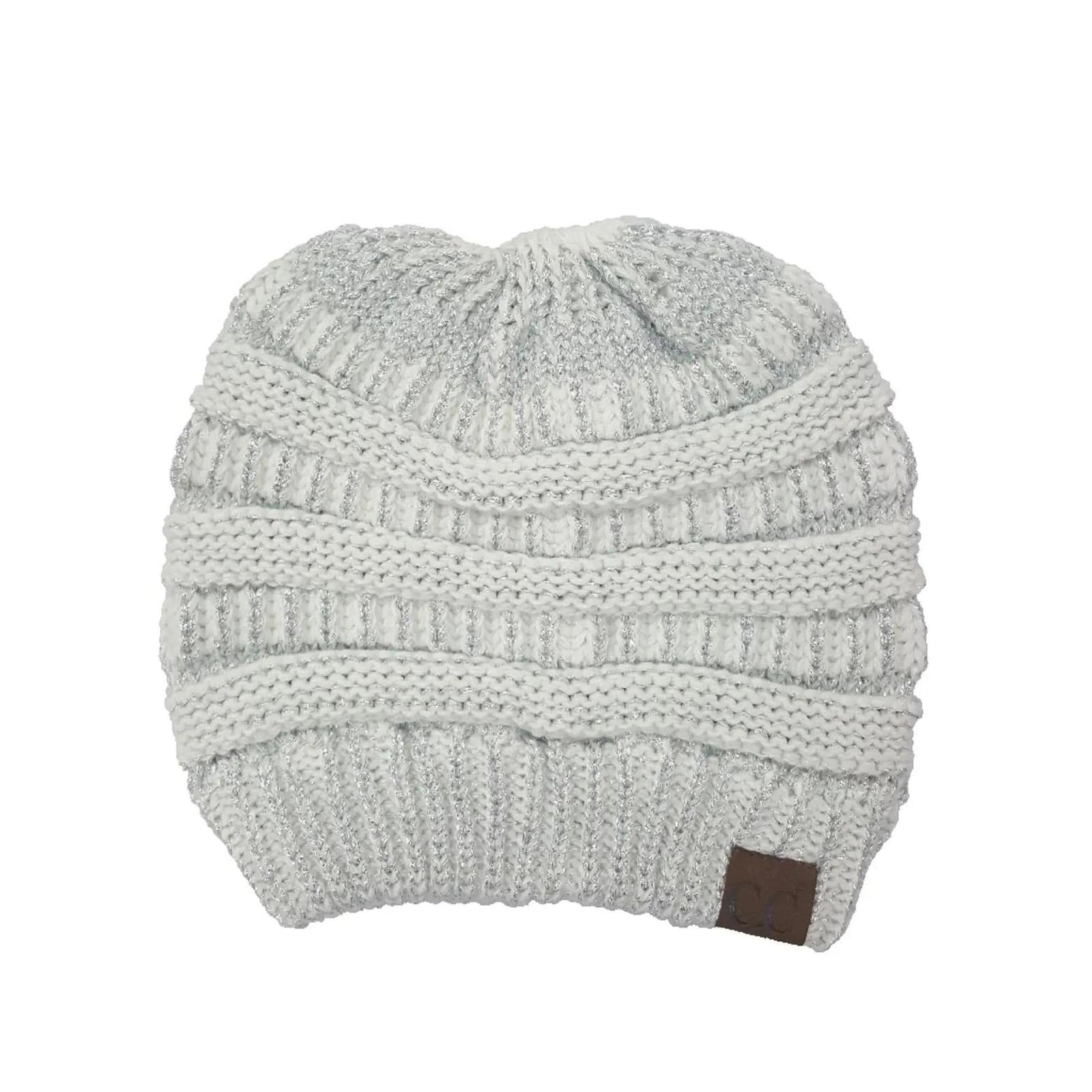 CC Messy Bun/Pony Metallic Beanie - Truly Contagious