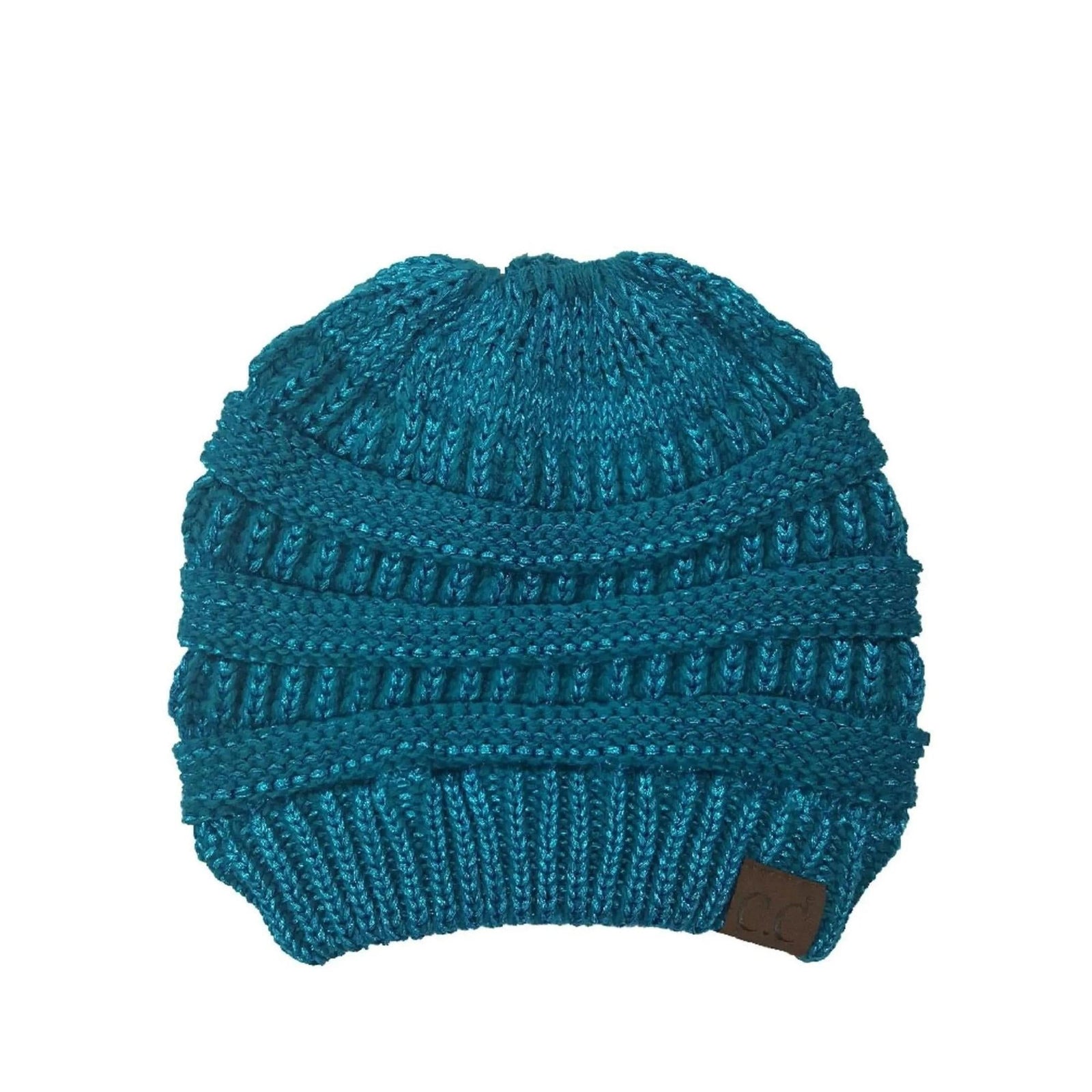 CC Messy Bun/Pony Metallic Beanie - Truly Contagious
