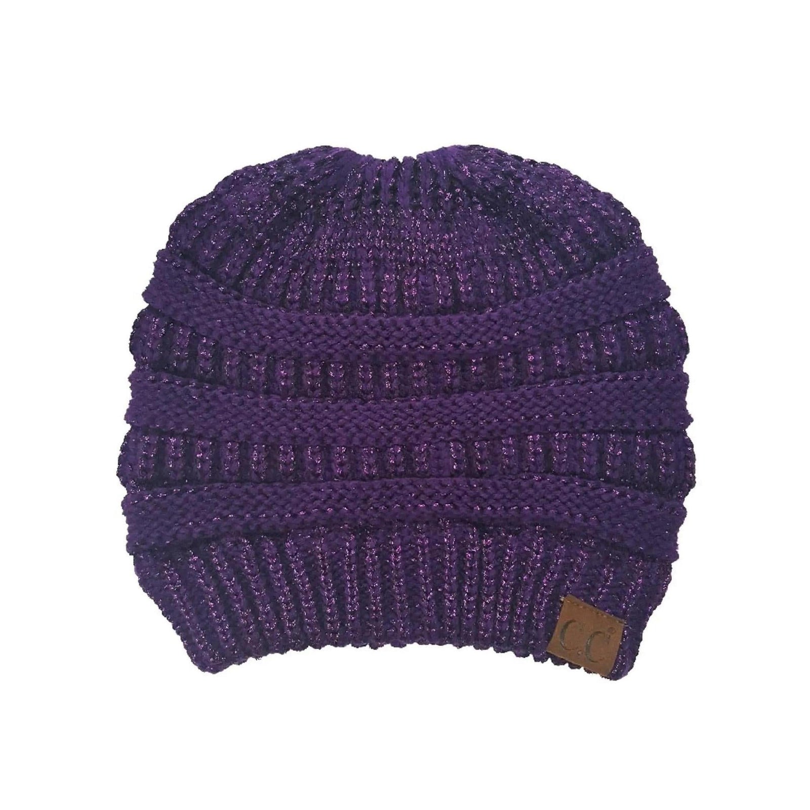 CC Messy Bun/Pony Metallic Beanie - Truly Contagious
