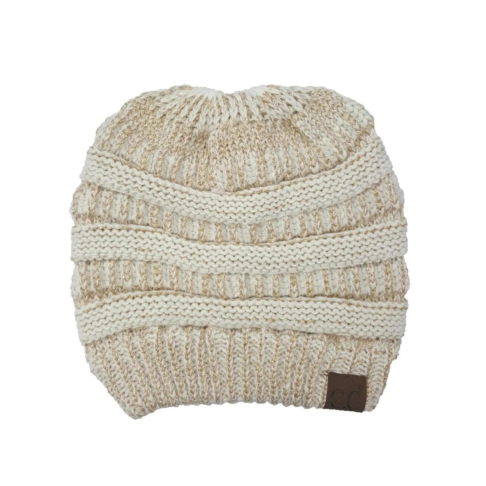 CC Messy Bun/Pony Metallic Beanie - Truly Contagious