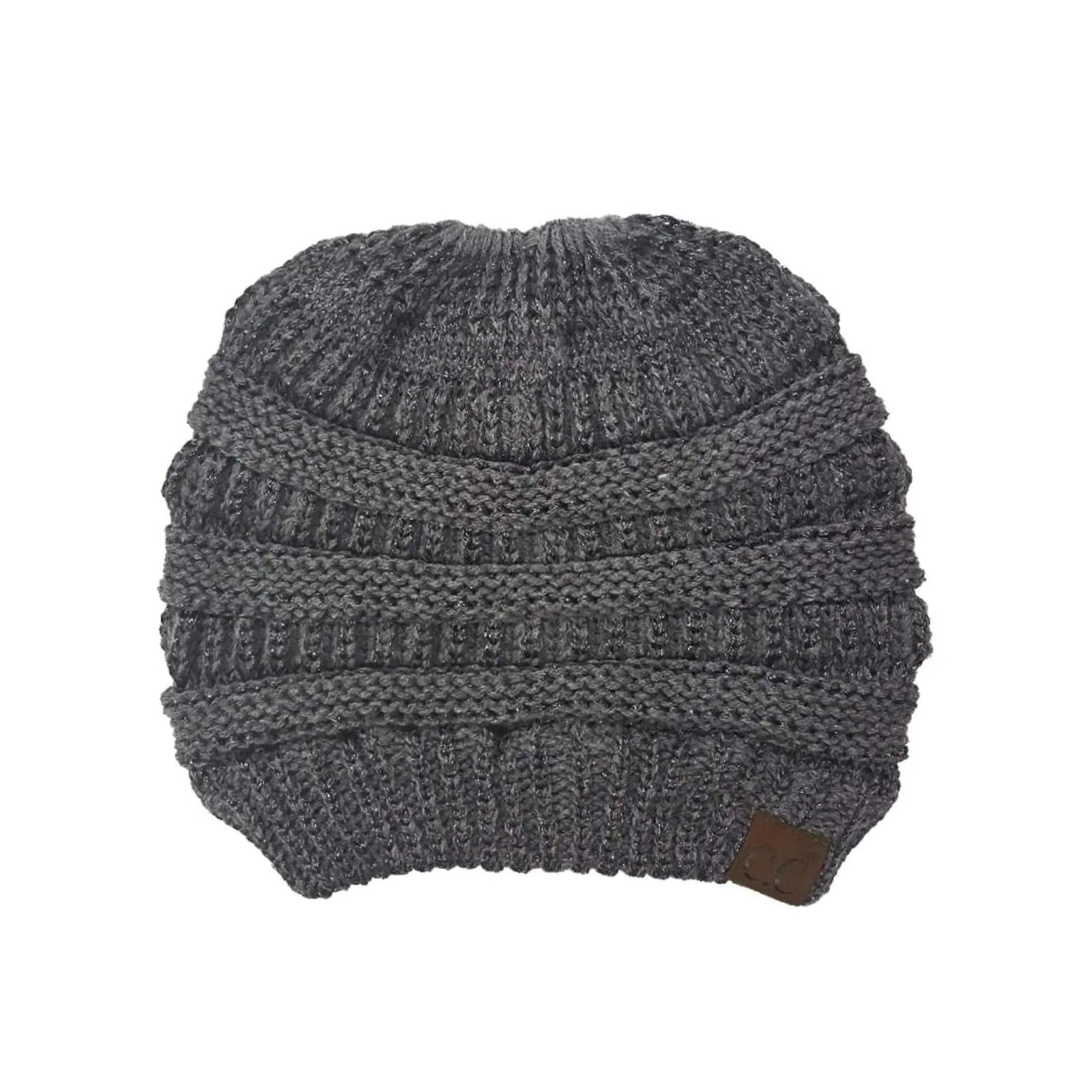 CC Messy Bun/Pony Metallic Beanie - Truly Contagious