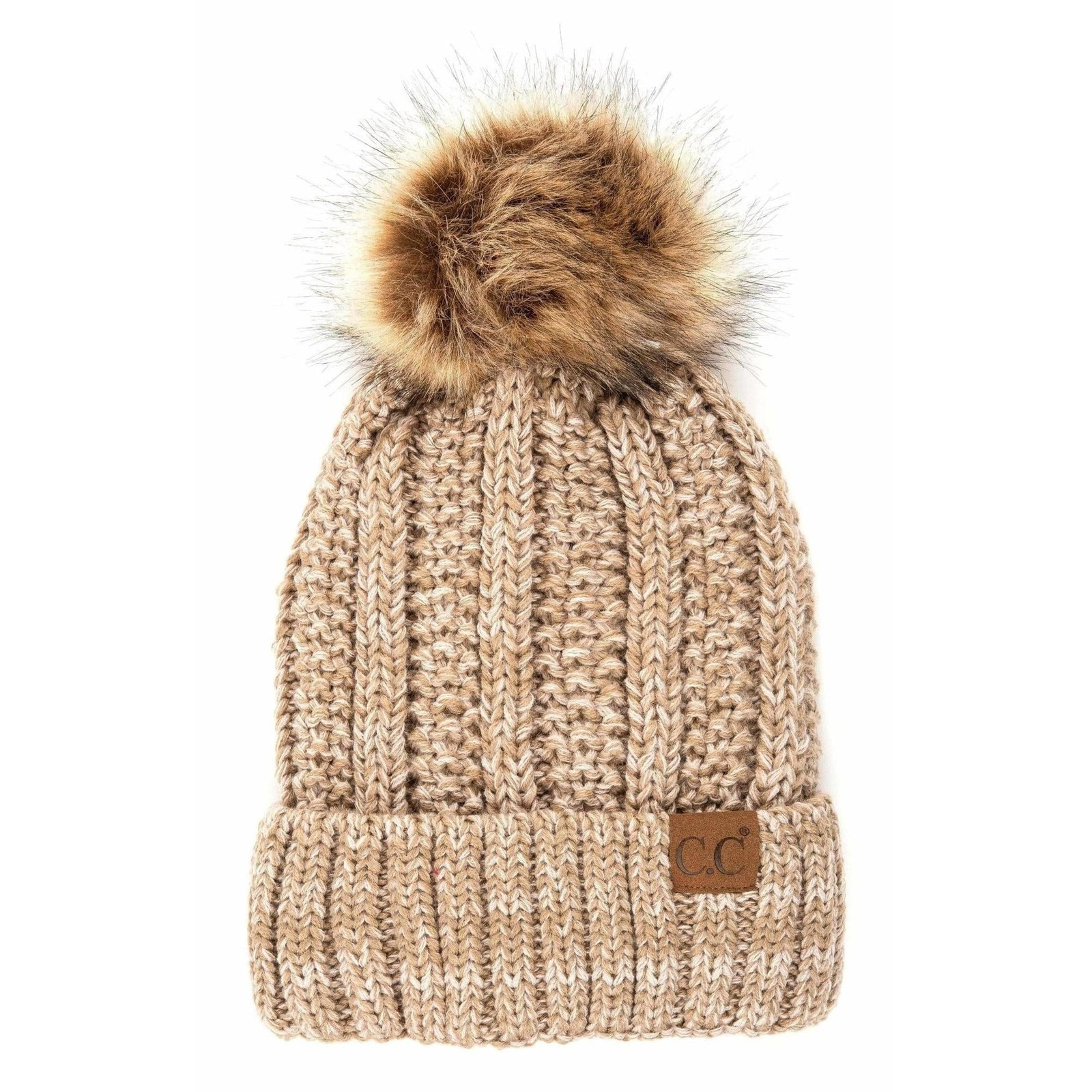 CC Multi - Color Faux Fur Pom Beanie - Truly Contagious