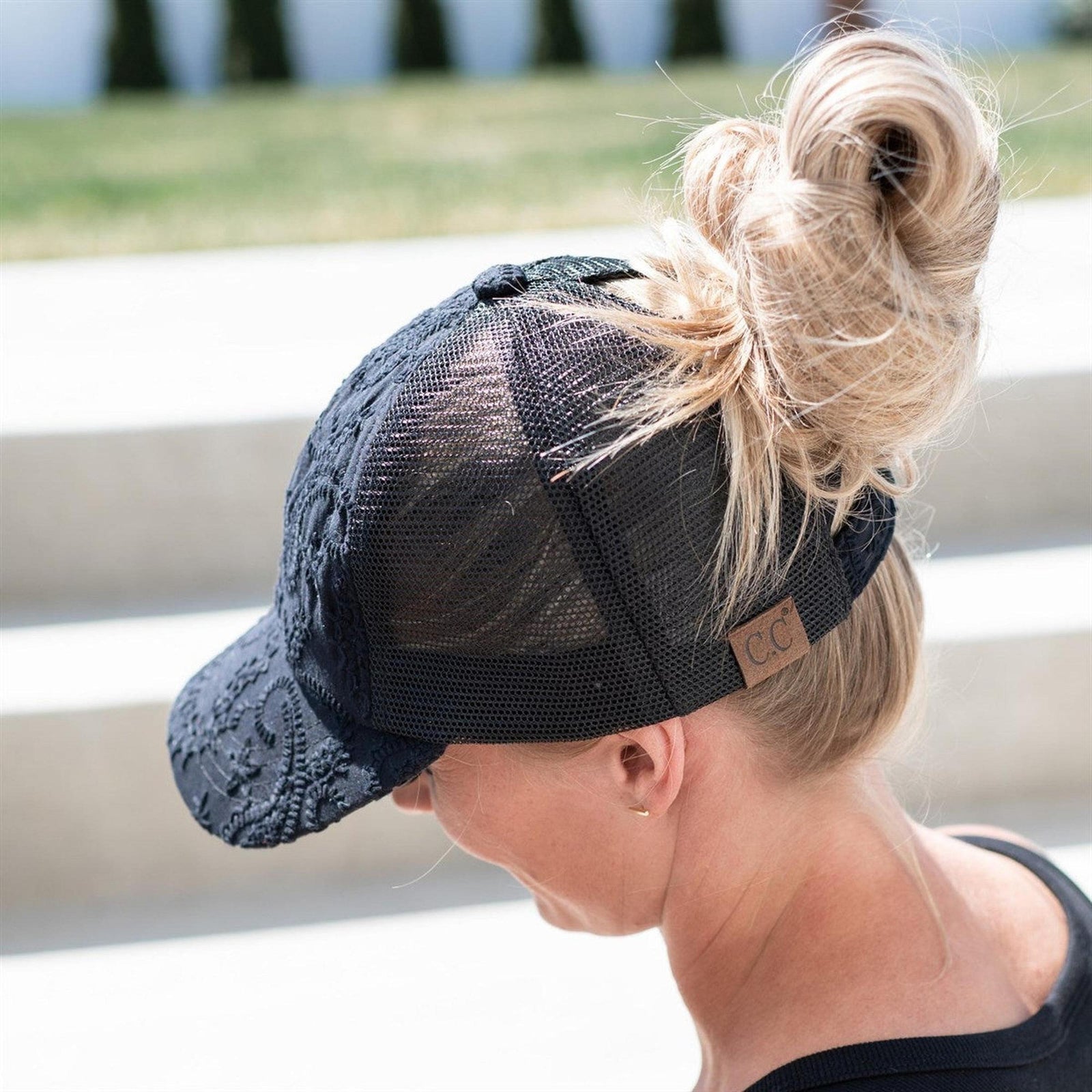 CC Paisley Embroidered Hats Criss Cross Style Women Cap for Ponytails - Truly Contagious