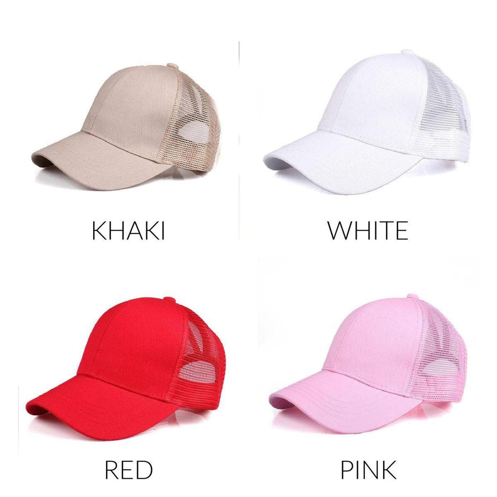 CC Solid Messy Bun Pony Cap Women, Teens and Kids Trucker Hats - Truly Contagious