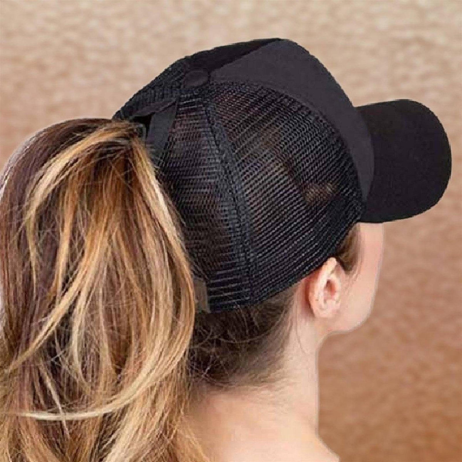 CC Solid Messy Bun Pony Cap Women, Teens and Kids Trucker Hats - Truly Contagious