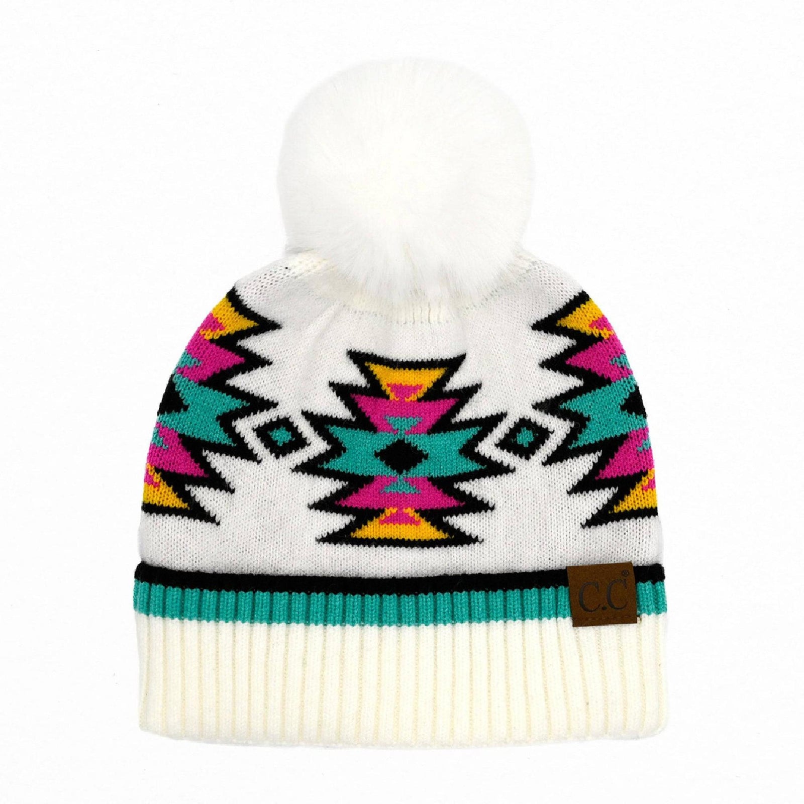 CC South Western Pattern Pom Beanie | Adult and Kid Sizes - Truly Contagious